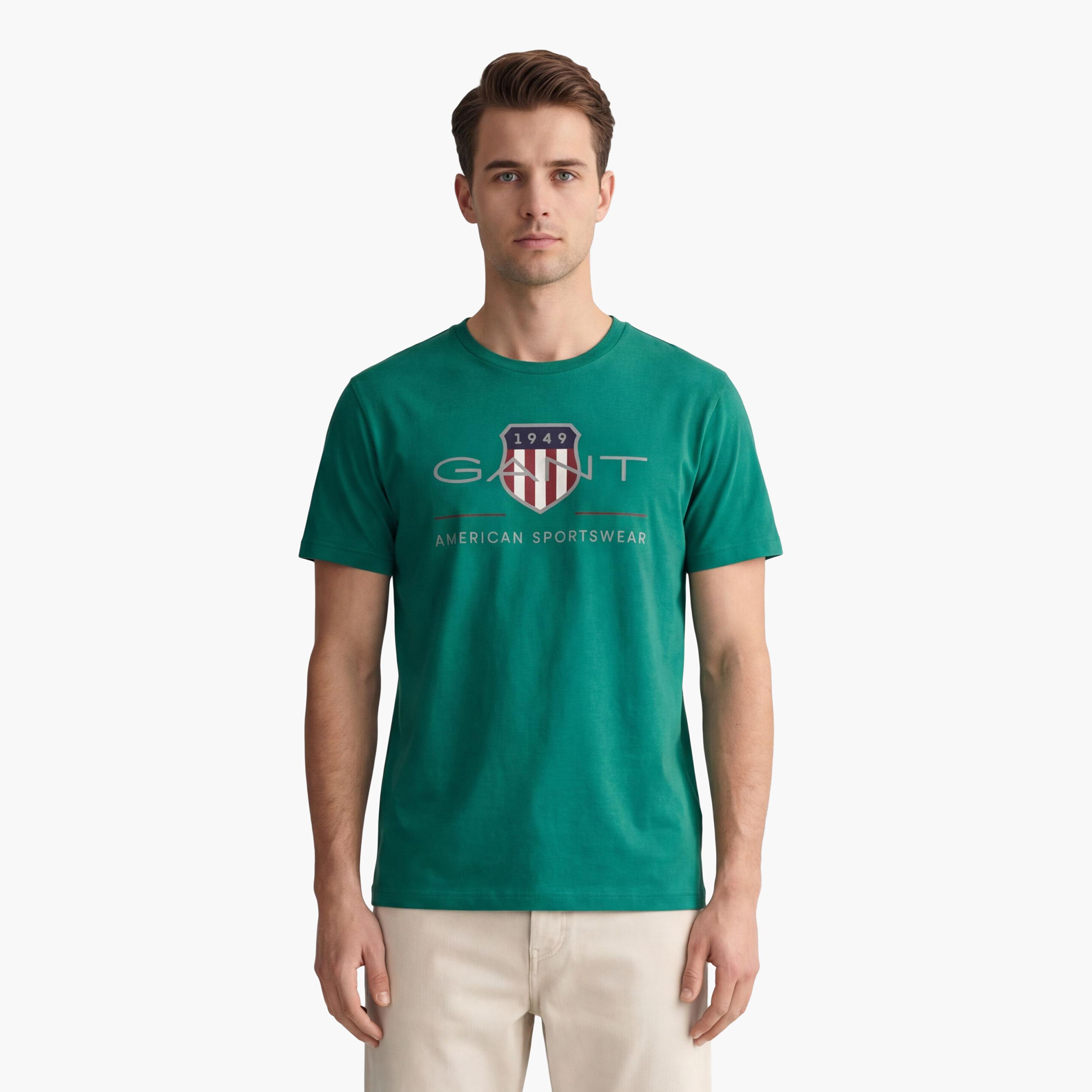 تيشيرت رجالي بياقة دائرية وأكمام قصيرة وطبعة شعار من جانت.-men-clothing-tshirtsandpolos-tshirts-image-13