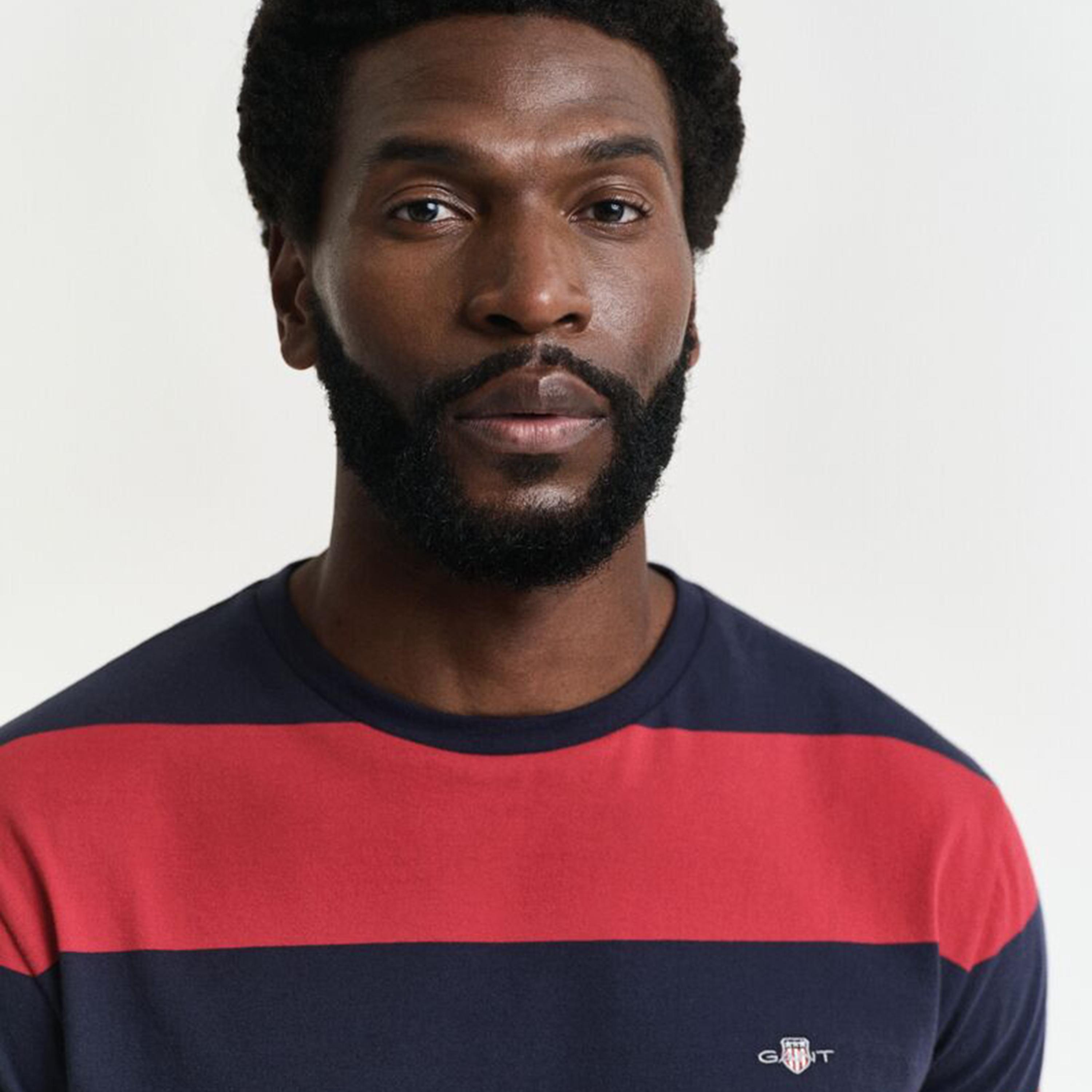 تيشيرت رجالي بياقة دائرية وأكمام قصيرة ومخطط من جانت.-men-clothing-tshirtsandpolos-tshirts-image-9