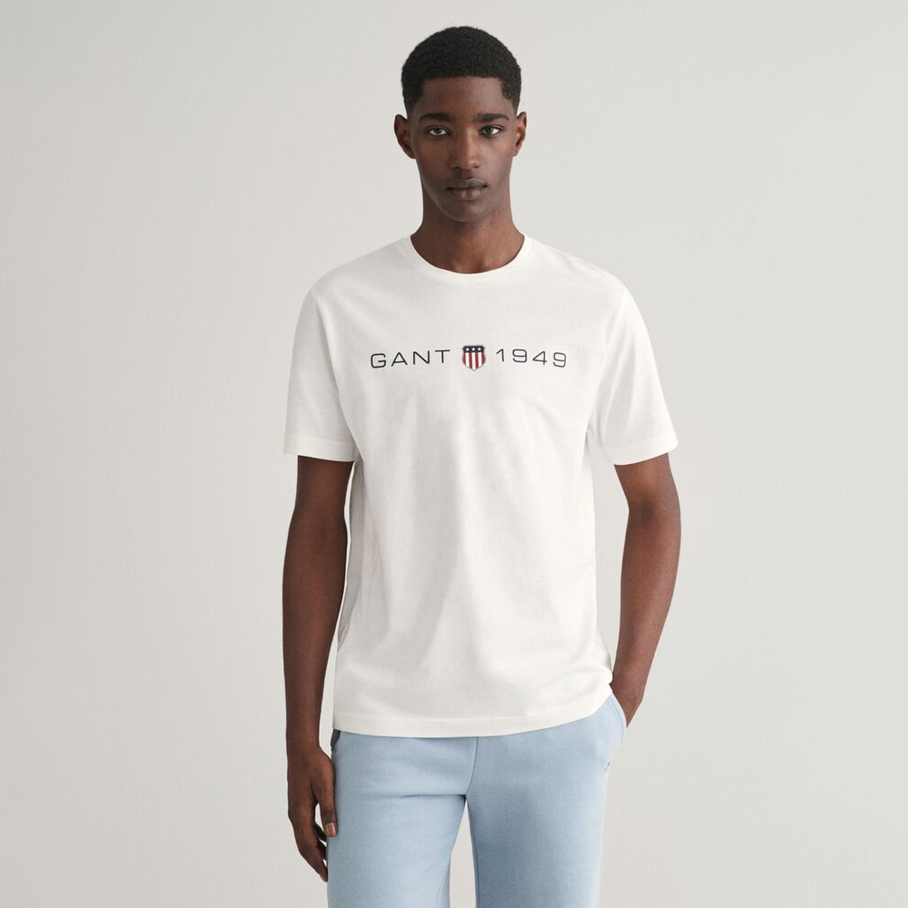 Buy Men s Gant Logo Crew Neck Short Sleeves T Shirt Online Centrepoint Kuwait