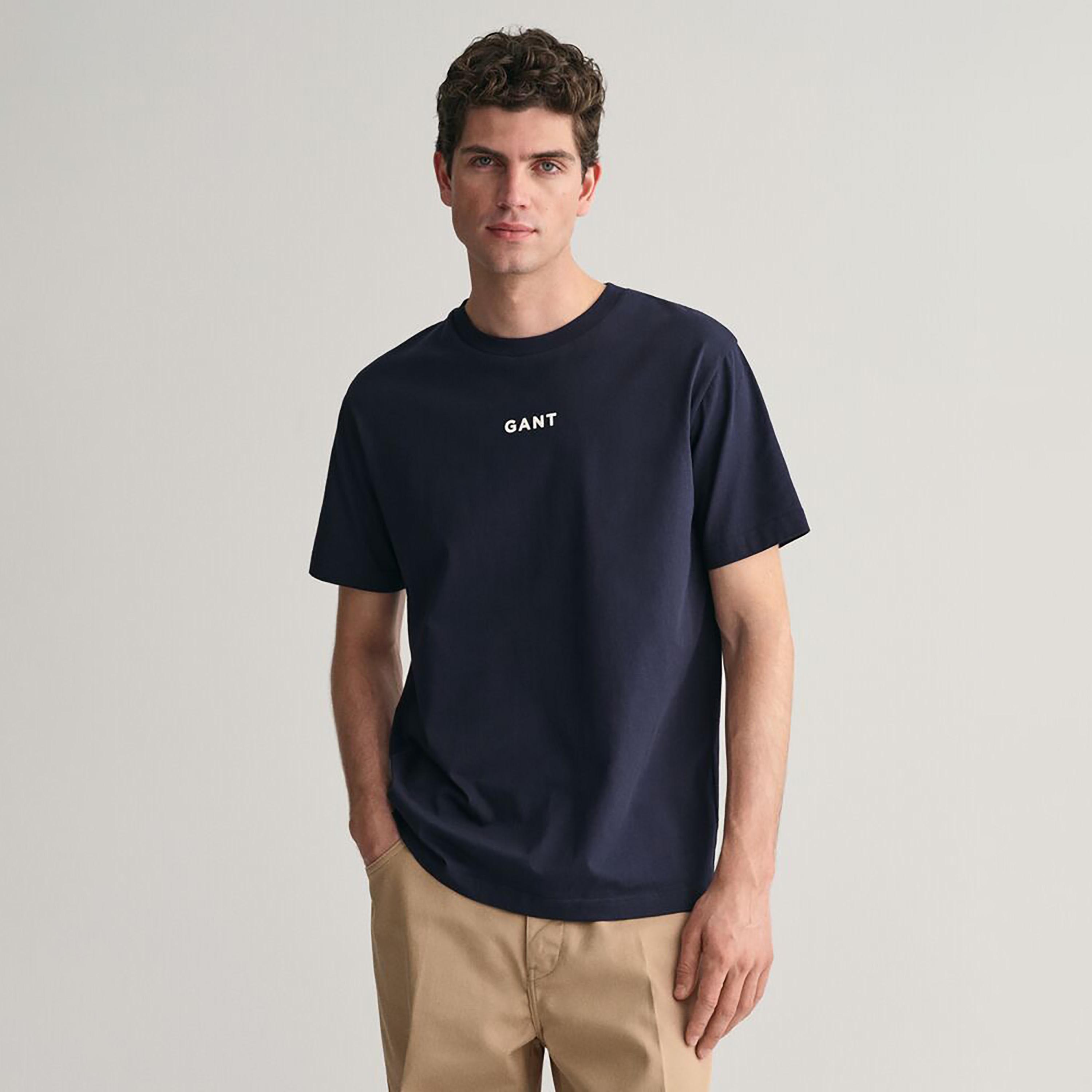 تي شيرت رجالي بأكمام قصيرة ورقبة مستديرة وشعار صغير من Gant-men-clothing-tshirtsandpolos-tshirts-image-6