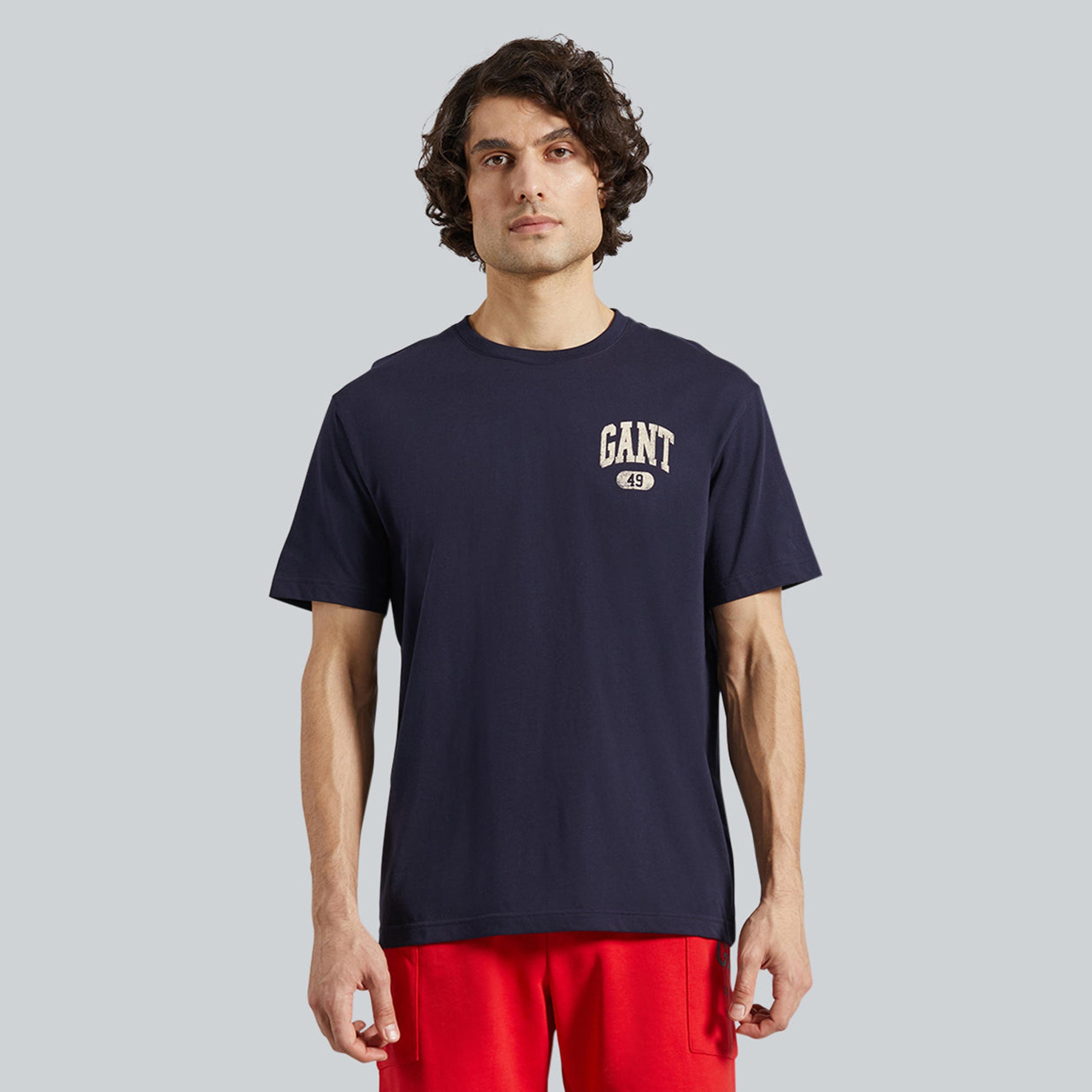 تيشيرت رجالي بياقة دائرية وأكمام قصيرة وطبعة شعار من جانت.-men-clothing-tshirtsandpolos-tshirts-image-4