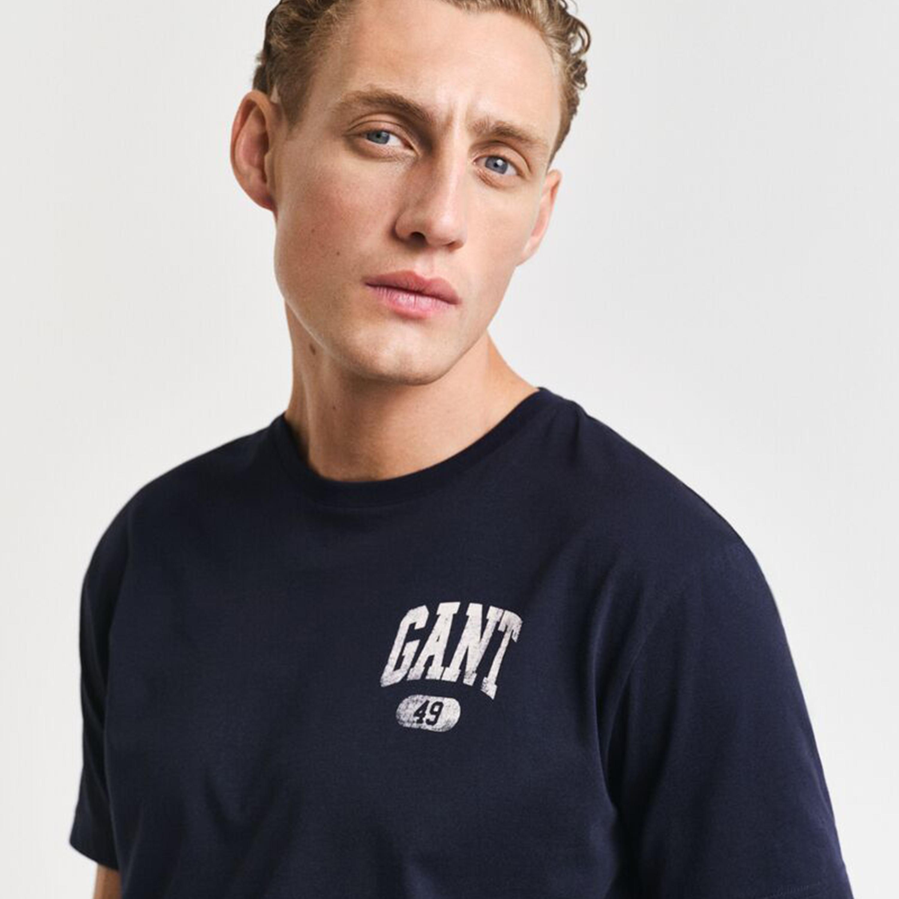 تيشيرت رجالي بياقة دائرية وأكمام قصيرة وطبعة شعار من جانت.-men-clothing-tshirtsandpolos-tshirts-image-6