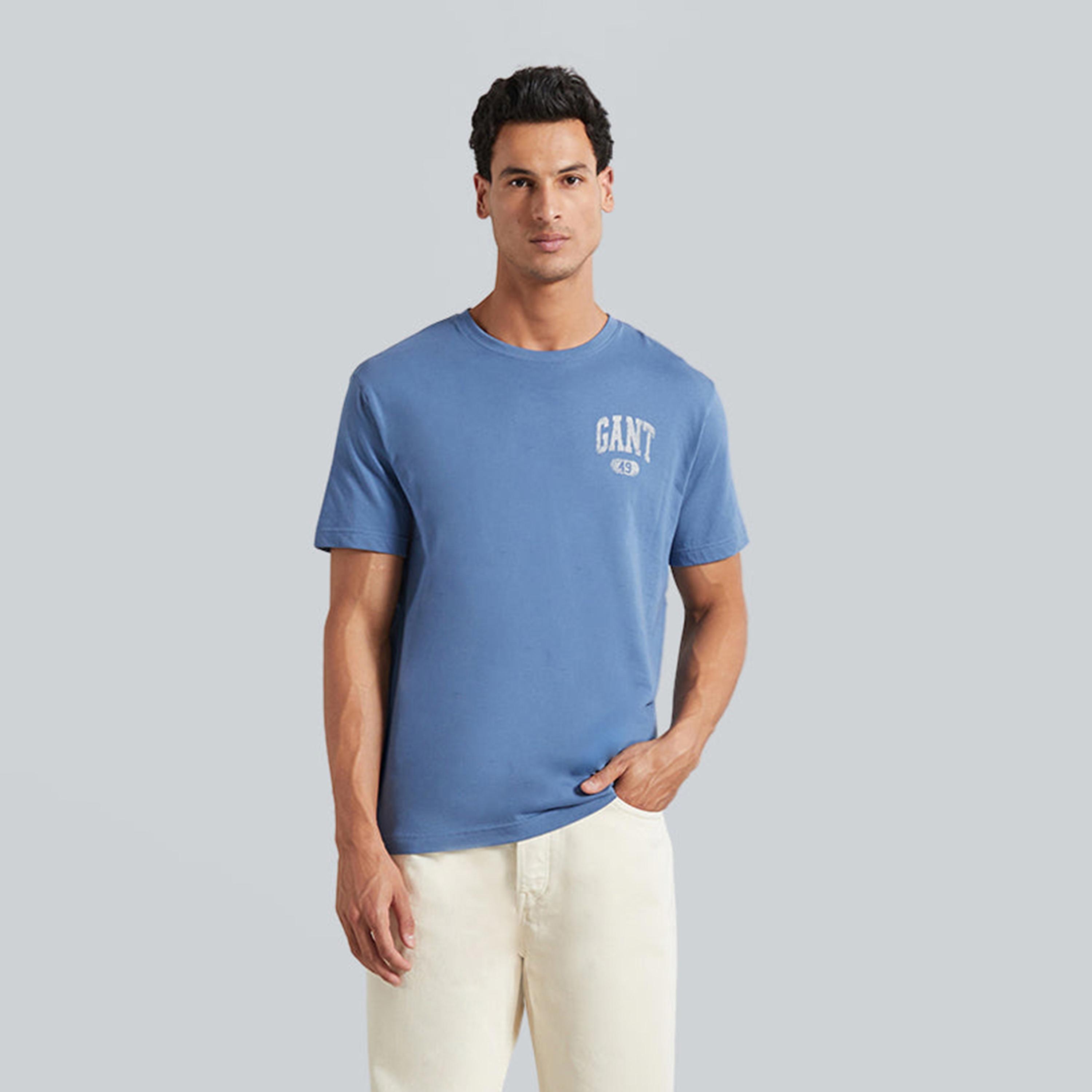 تيشيرت رجالي بياقة دائرية وأكمام قصيرة وطبعة شعار من جانت.-men-clothing-tshirtsandpolos-tshirts-image-8