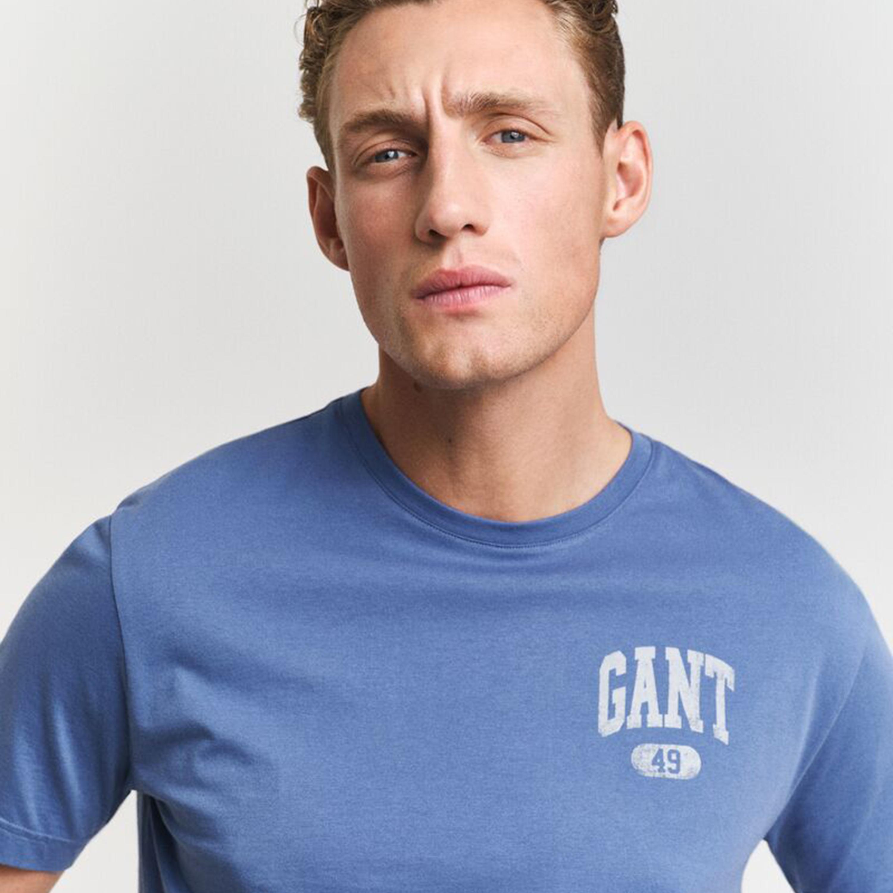تيشيرت رجالي بياقة دائرية وأكمام قصيرة وطبعة شعار من جانت.-men-clothing-tshirtsandpolos-tshirts-image-9