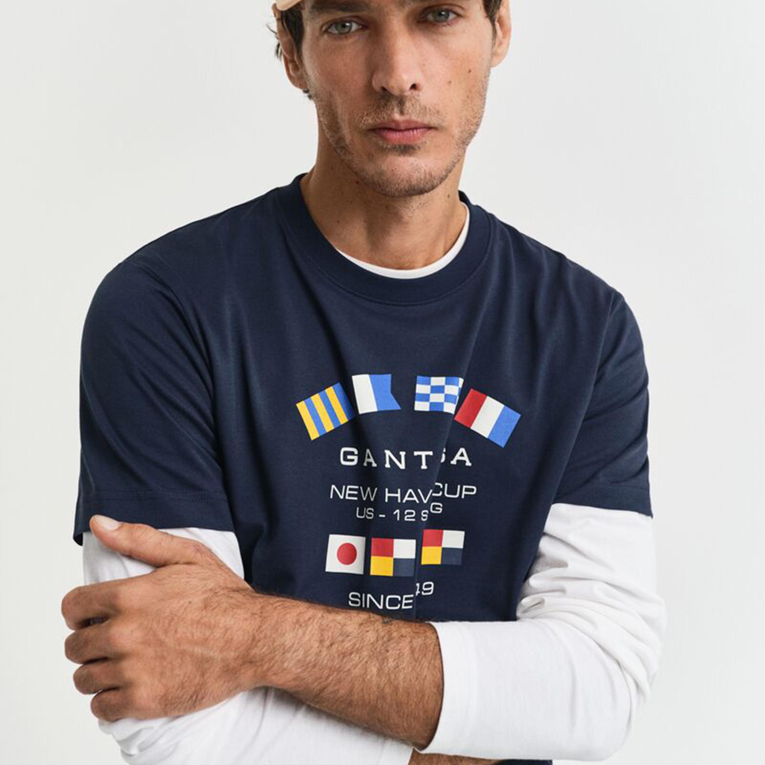 تيشيرت رجالي بياقة دائرية وأكمام قصيرة وطبعة جرافيك من جانت.-men-clothing-tshirtsandpolos-tshirts-image-3