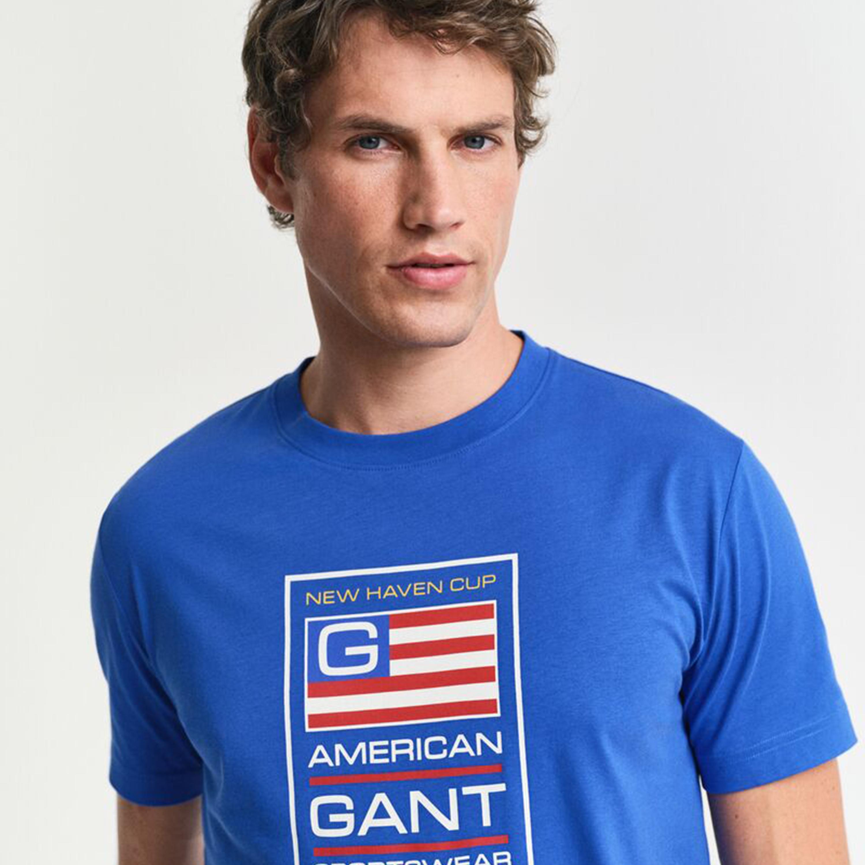 تيشيرت رجالي بياقة دائرية وأكمام قصيرة وطبعة جرافيك من جانت.-men-clothing-tshirtsandpolos-tshirts-image-3