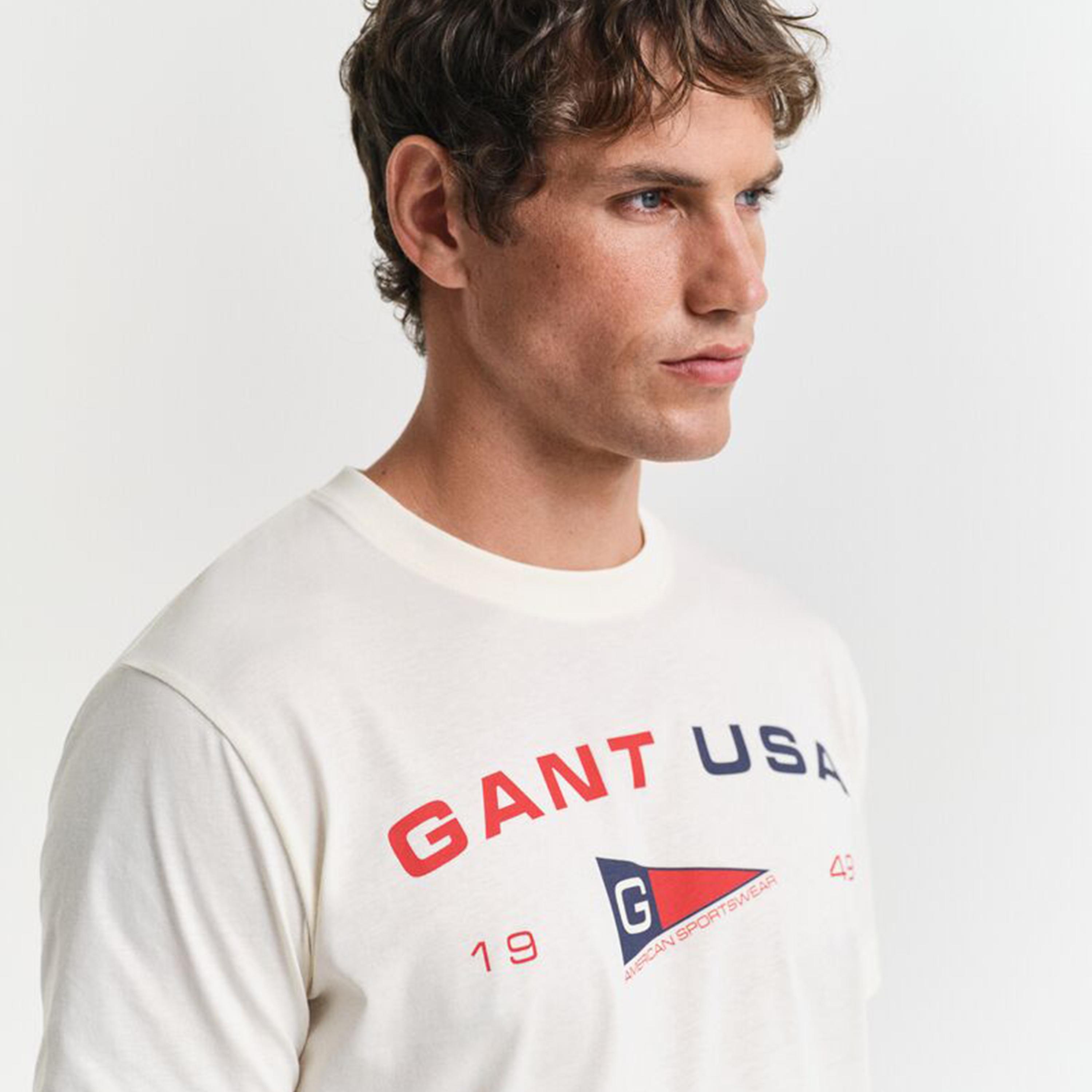 تيشيرت رجالي بياقة دائرية وأكمام قصيرة وطبعة جرافيك من جانت.-men-clothing-tshirtsandpolos-tshirts-image-3