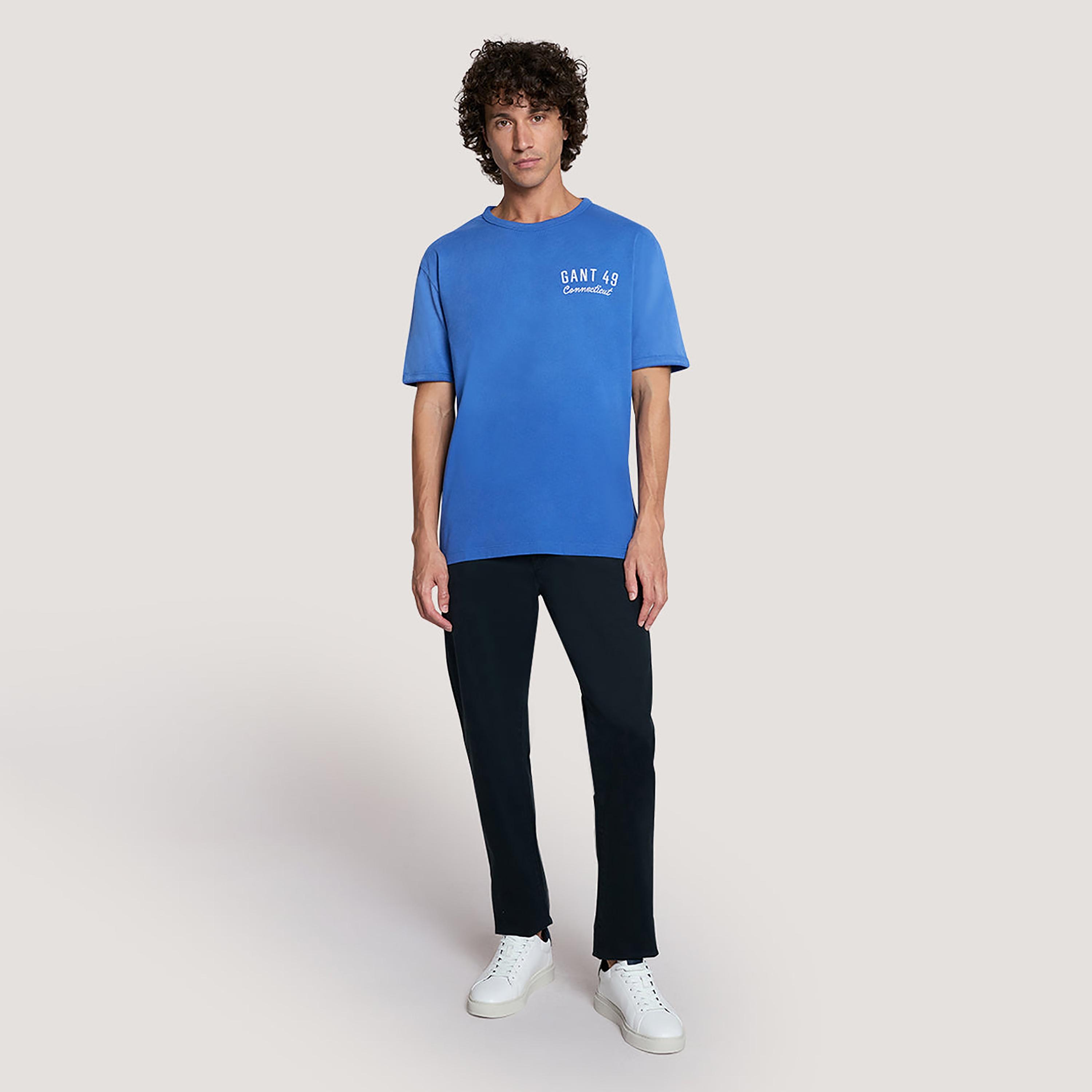 تي شيرت رجالي بأكمام قصيرة ورقبة دائرية وطبعة نصية من جانت-men-clothing-tshirtsandpolos-tshirts-image-2