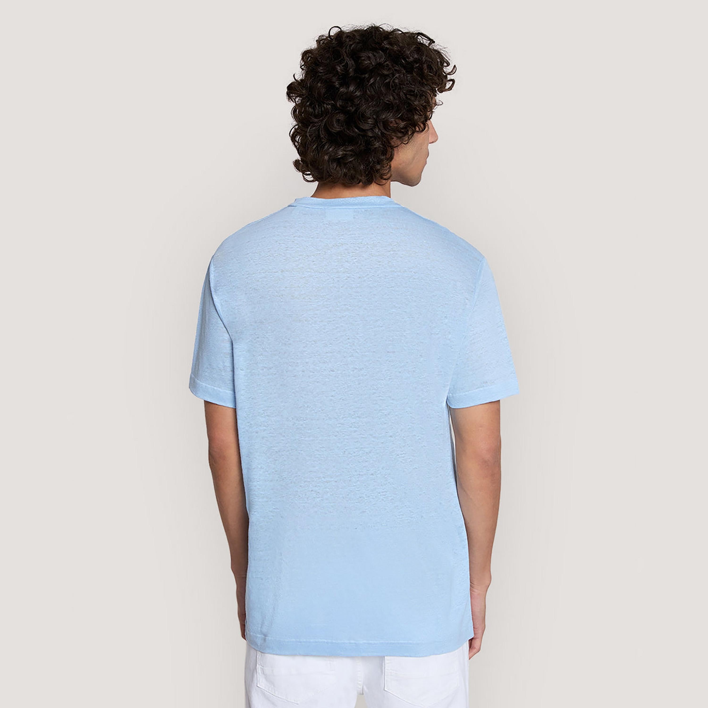 تيشرت كتان رجالي سادة بياقة مستديرة وأكمام قصيرة من غانت-men-clothing-tshirtsandpolos-tshirts-image-4