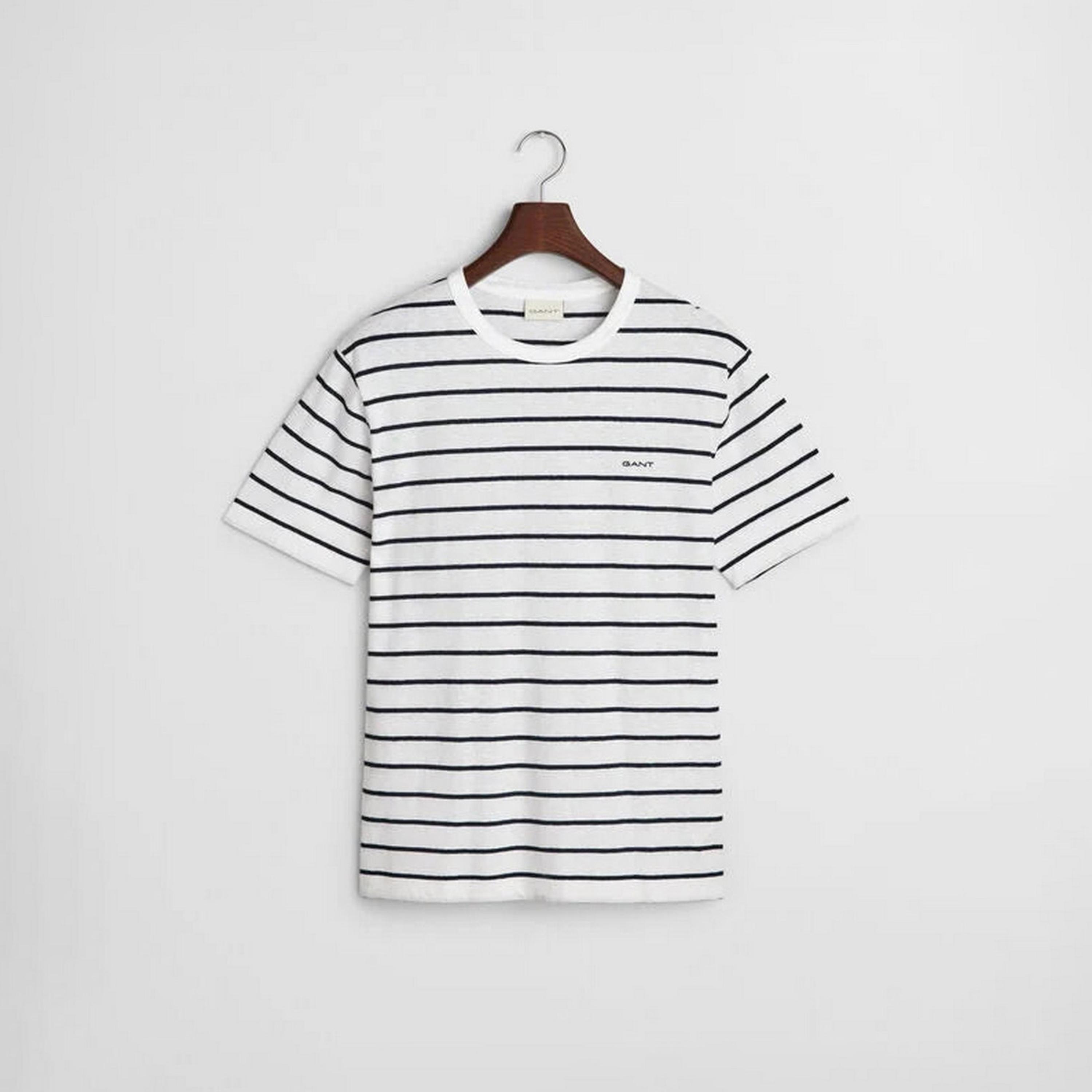 تيشيرت رجالي بياقة دائرية وأكمام قصيرة ومخطط من جانت.-men-clothing-tshirtsandpolos-tshirts-image-2