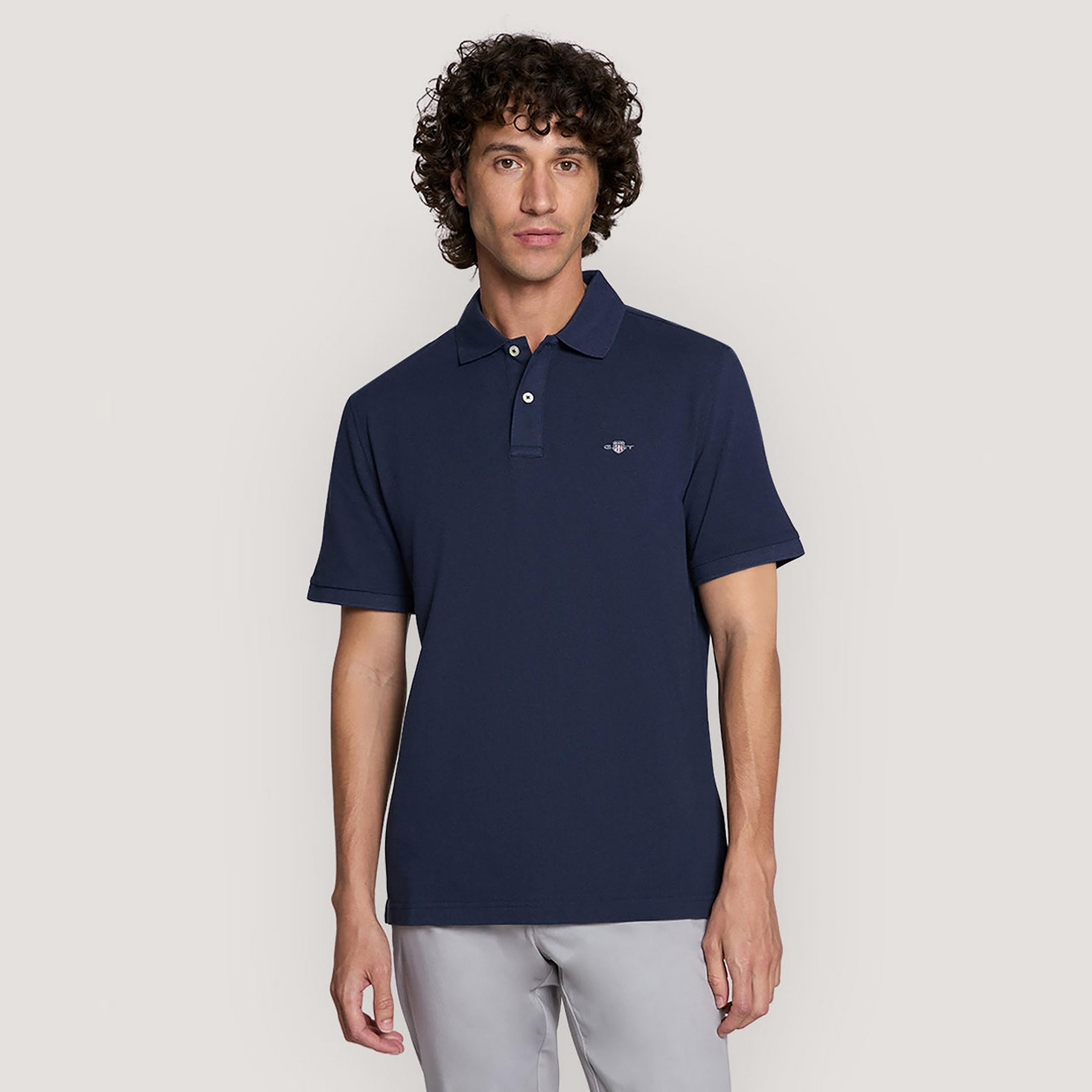 قميص بولو رجالي سادة بأكمام قصيرة من غانت-men-clothing-tshirtsandpolos-polos-image-1