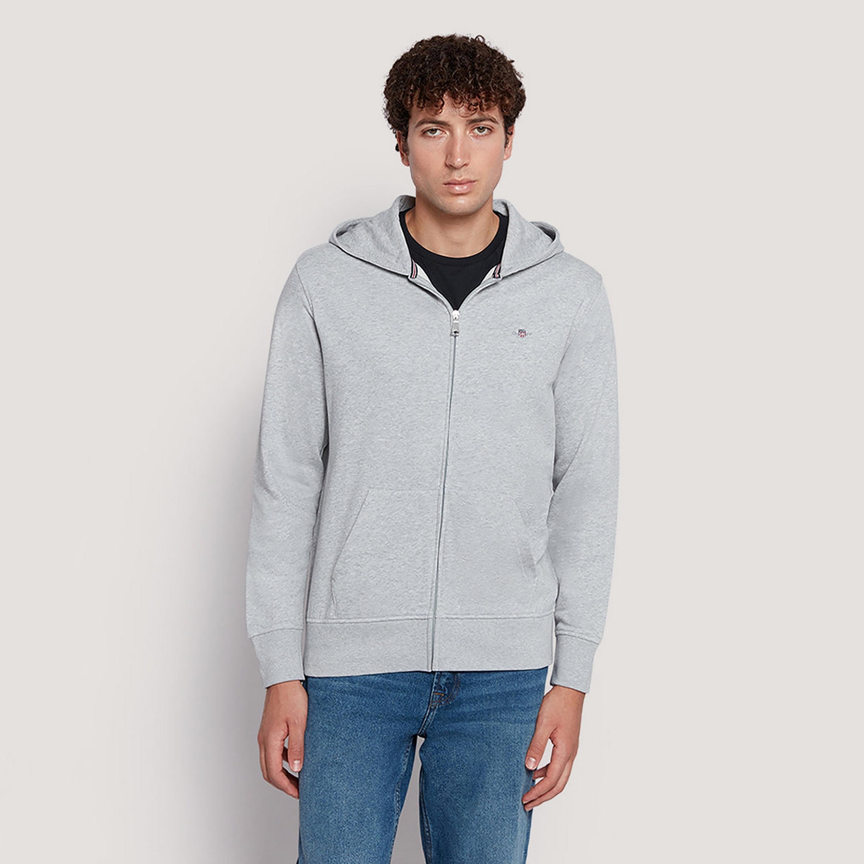 هودي رجالي سادة بأكمام طويلة وسحاب كامل من غانت-men-winterwear-hoodiesandsweatshirts-image-1