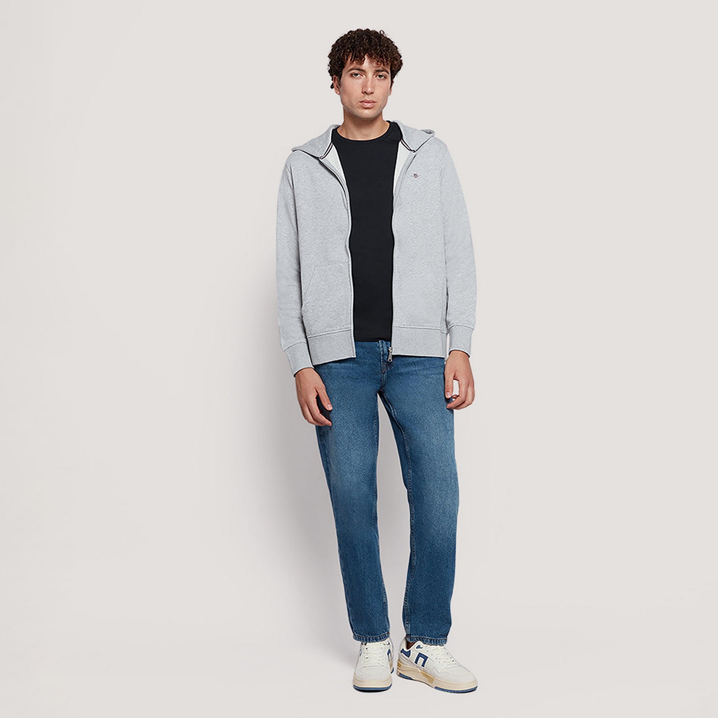 هودي رجالي سادة بأكمام طويلة وسحاب كامل من غانت-men-winterwear-hoodiesandsweatshirts-image-2