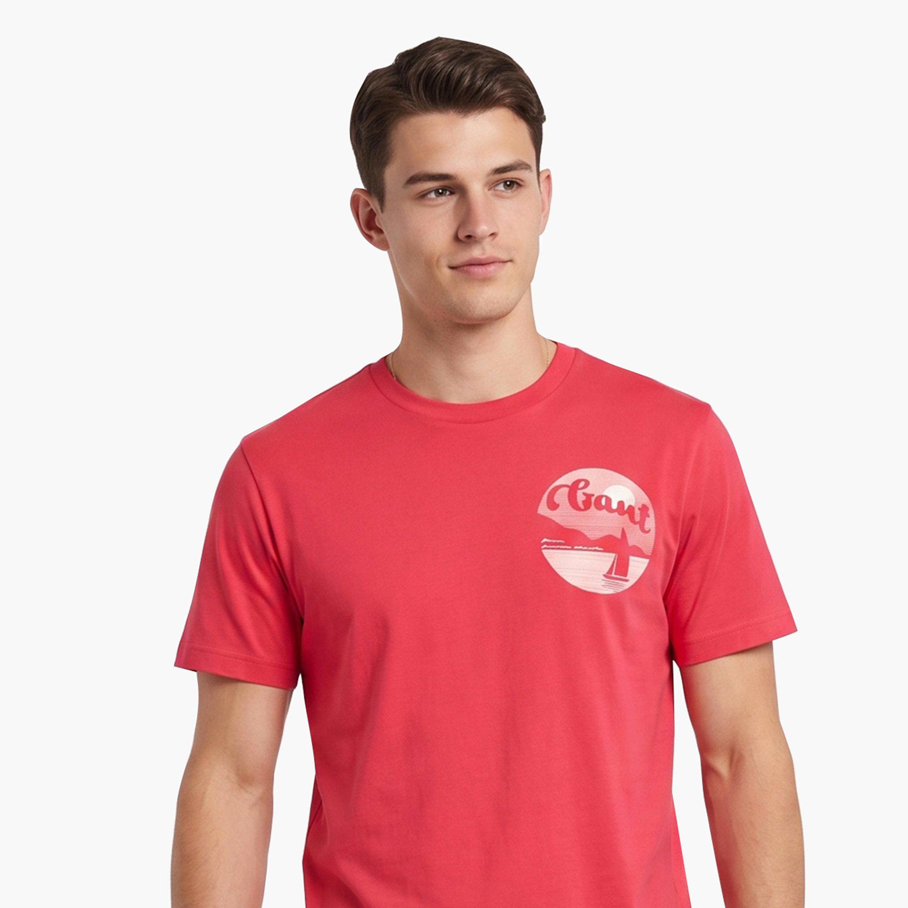 تيشيرت رجالي بياقة دائرية وأكمام قصيرة وطبعة جرافيك من جانت.-men-clothing-tshirtsandpolos-tshirts-image-3
