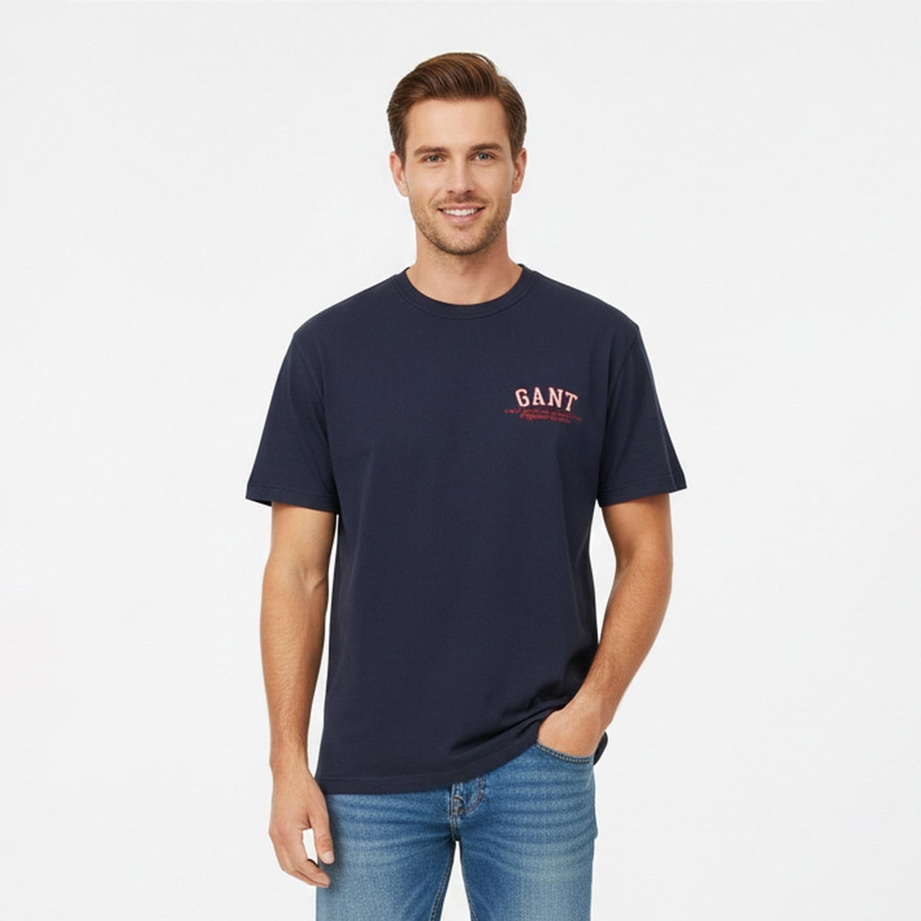 تيشرت رجالي بشعار الماركة بياقة مستديرة وأكمام قصيرة من غانت-men-clothing-tshirtsandpolos-tshirts-image-1