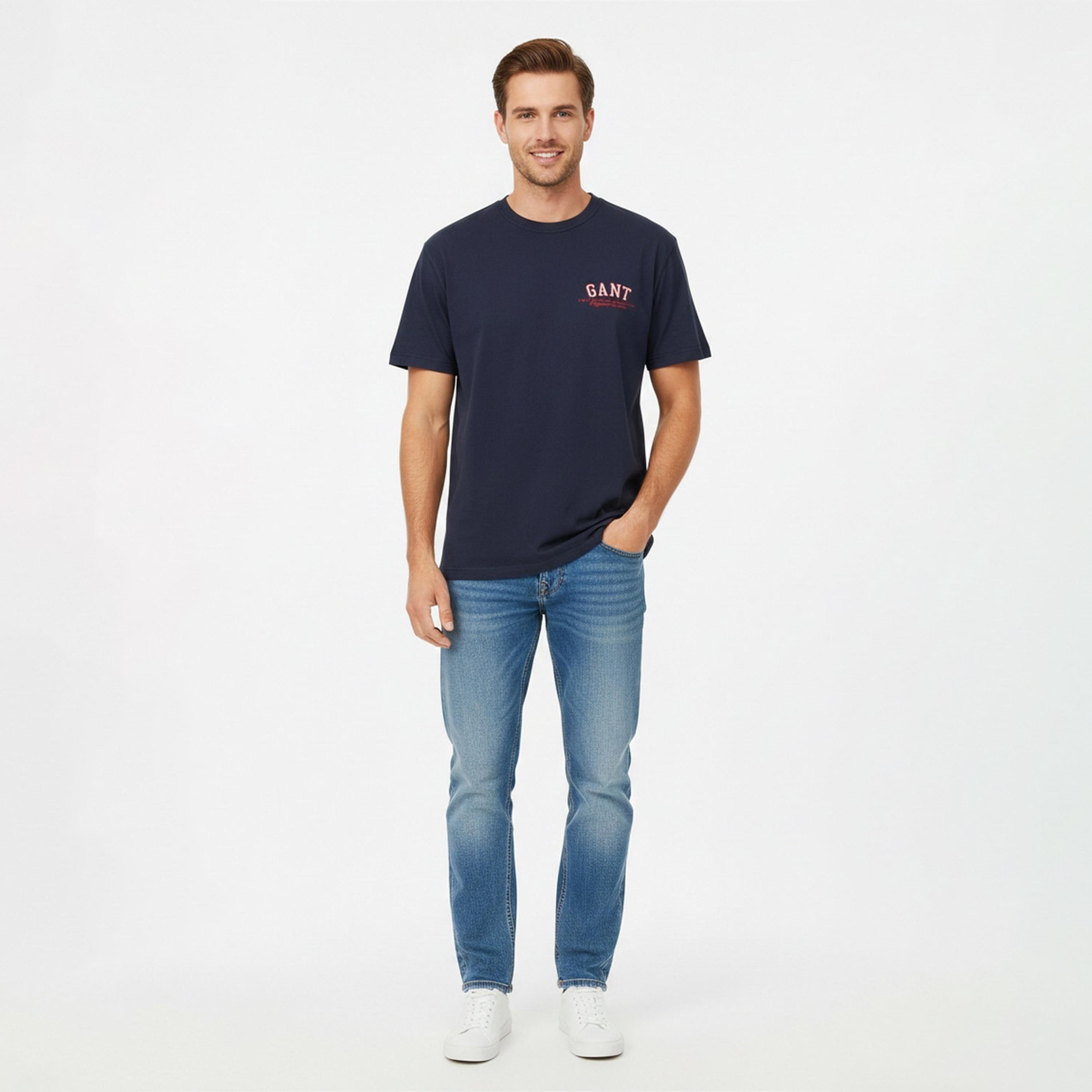 تيشرت رجالي بشعار الماركة بياقة مستديرة وأكمام قصيرة من غانت-men-clothing-tshirtsandpolos-tshirts-image-2