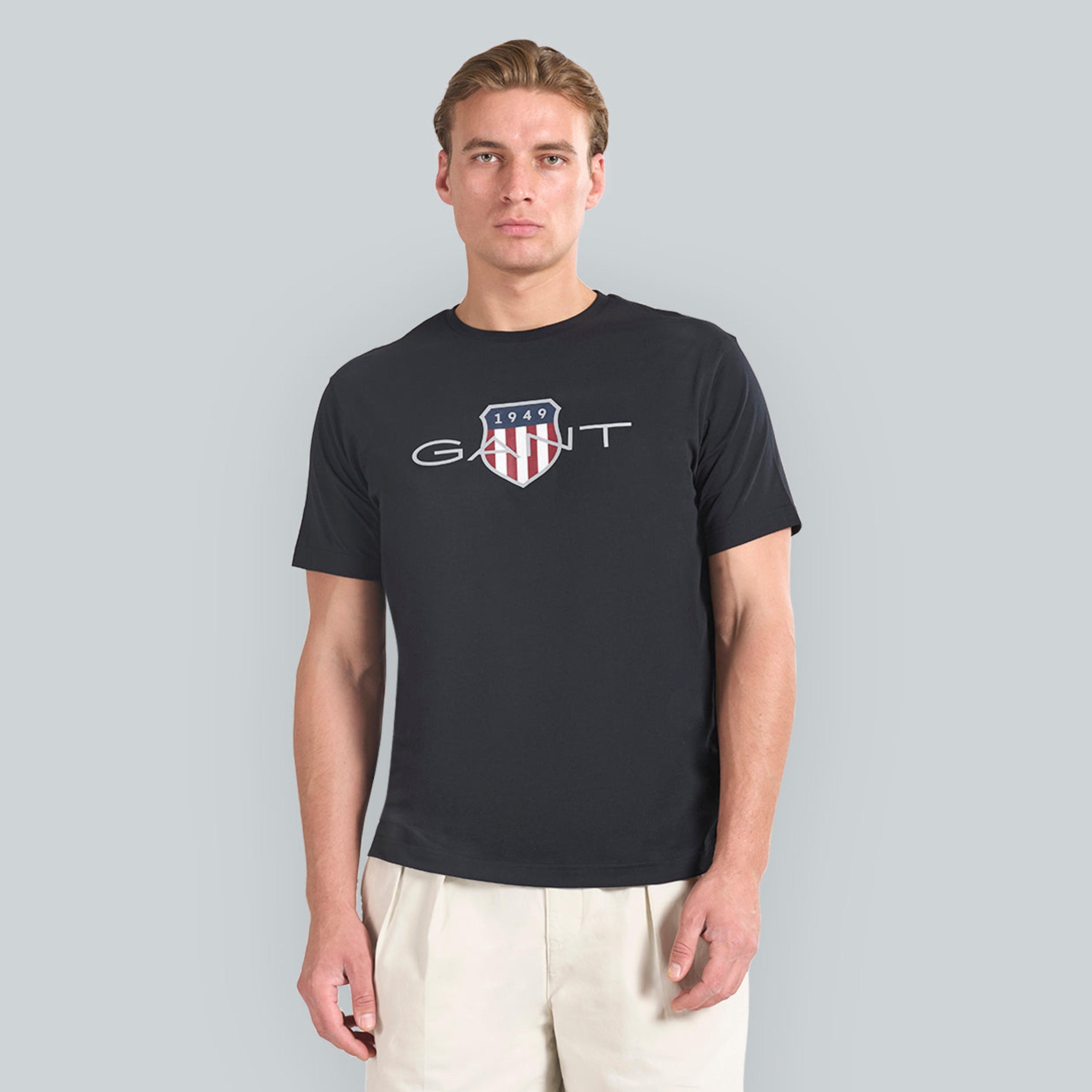 تيشيرت رجالي بياقة دائرية وأكمام قصيرة وطبعة شعار من جانت.-men-clothing-tshirtsandpolos-tshirts-image-9