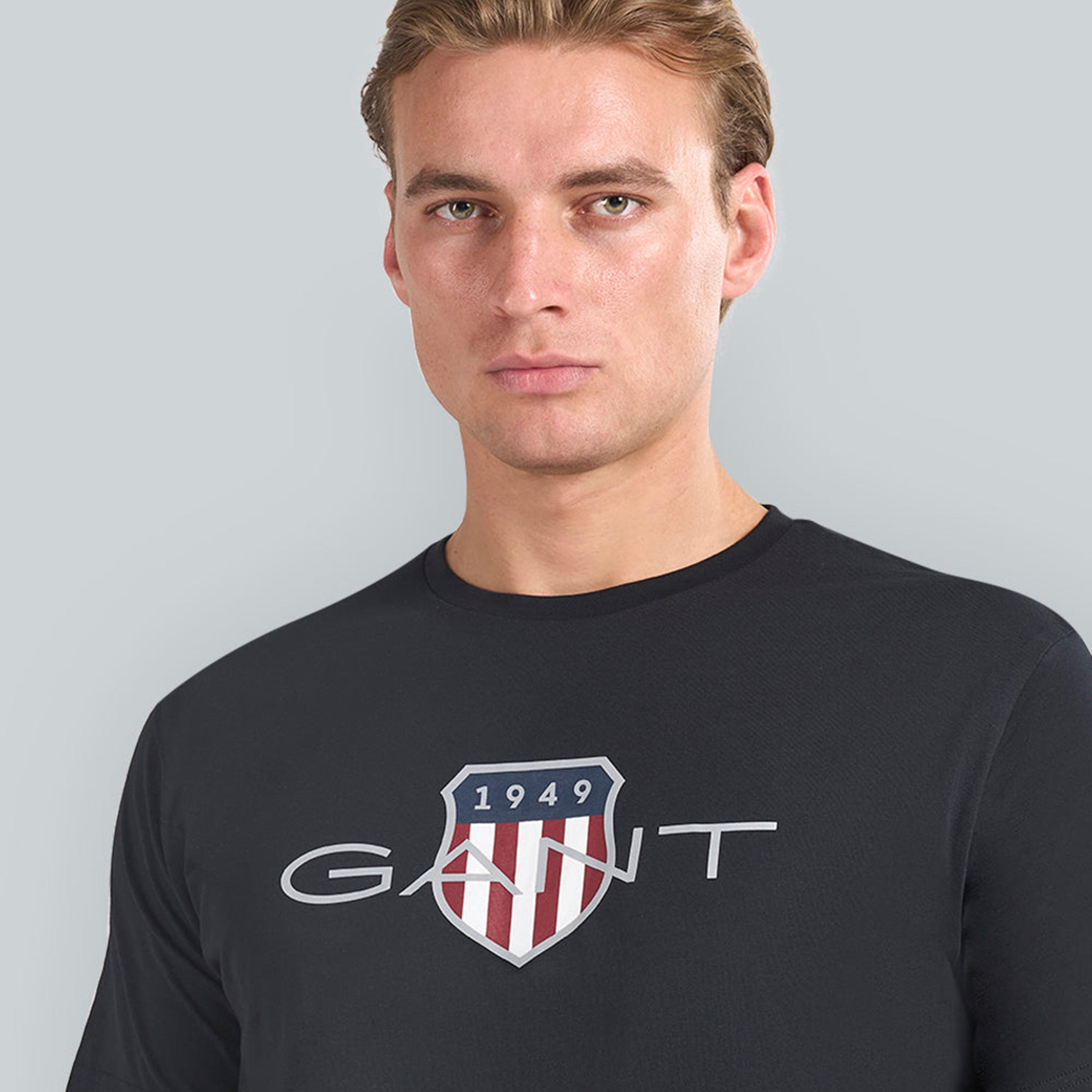 تيشيرت رجالي بياقة دائرية وأكمام قصيرة وطبعة شعار من جانت.-men-clothing-tshirtsandpolos-tshirts-image-11