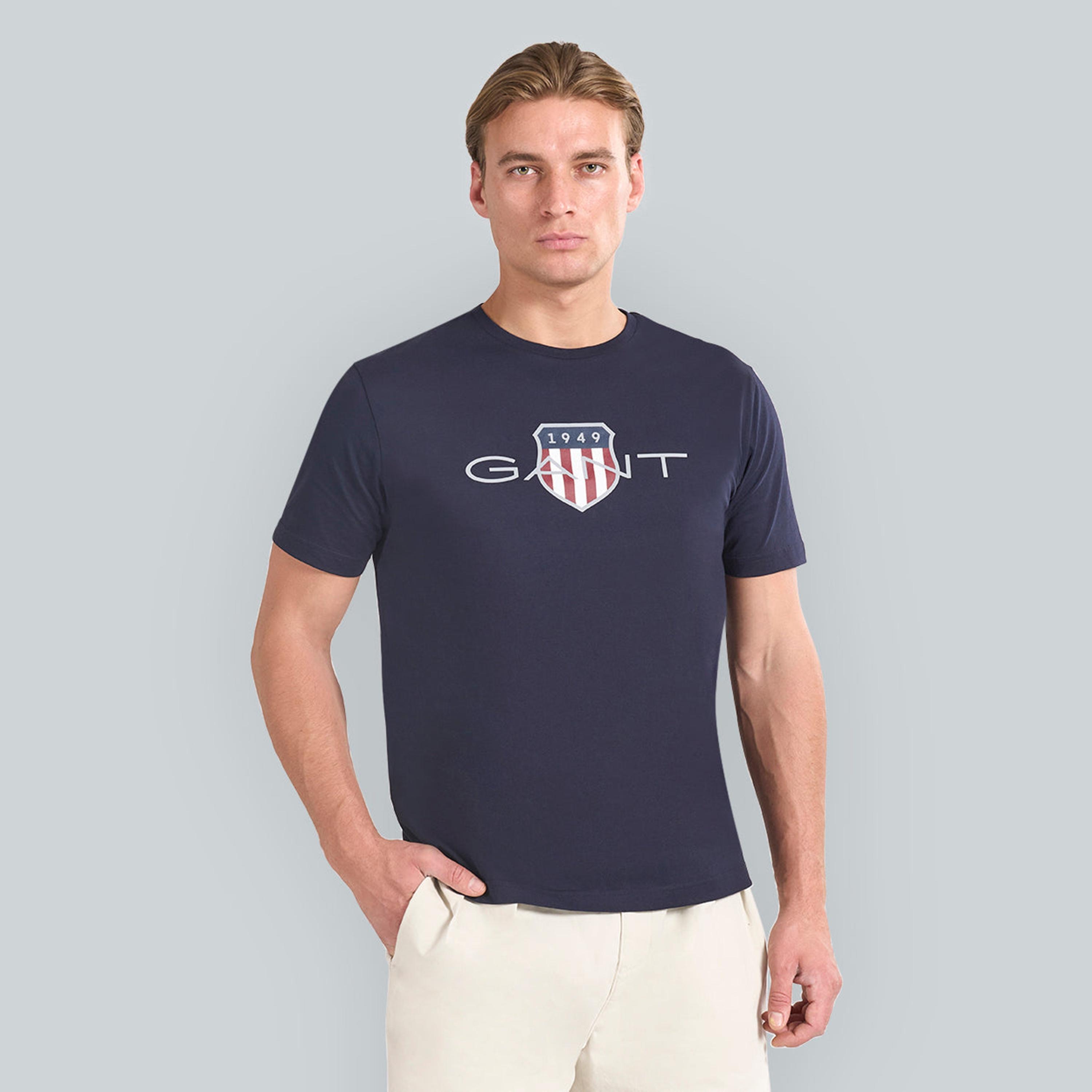 تيشيرت رجالي بياقة دائرية وأكمام قصيرة وطبعة شعار من جانت.-men-clothing-tshirtsandpolos-tshirts-image-5