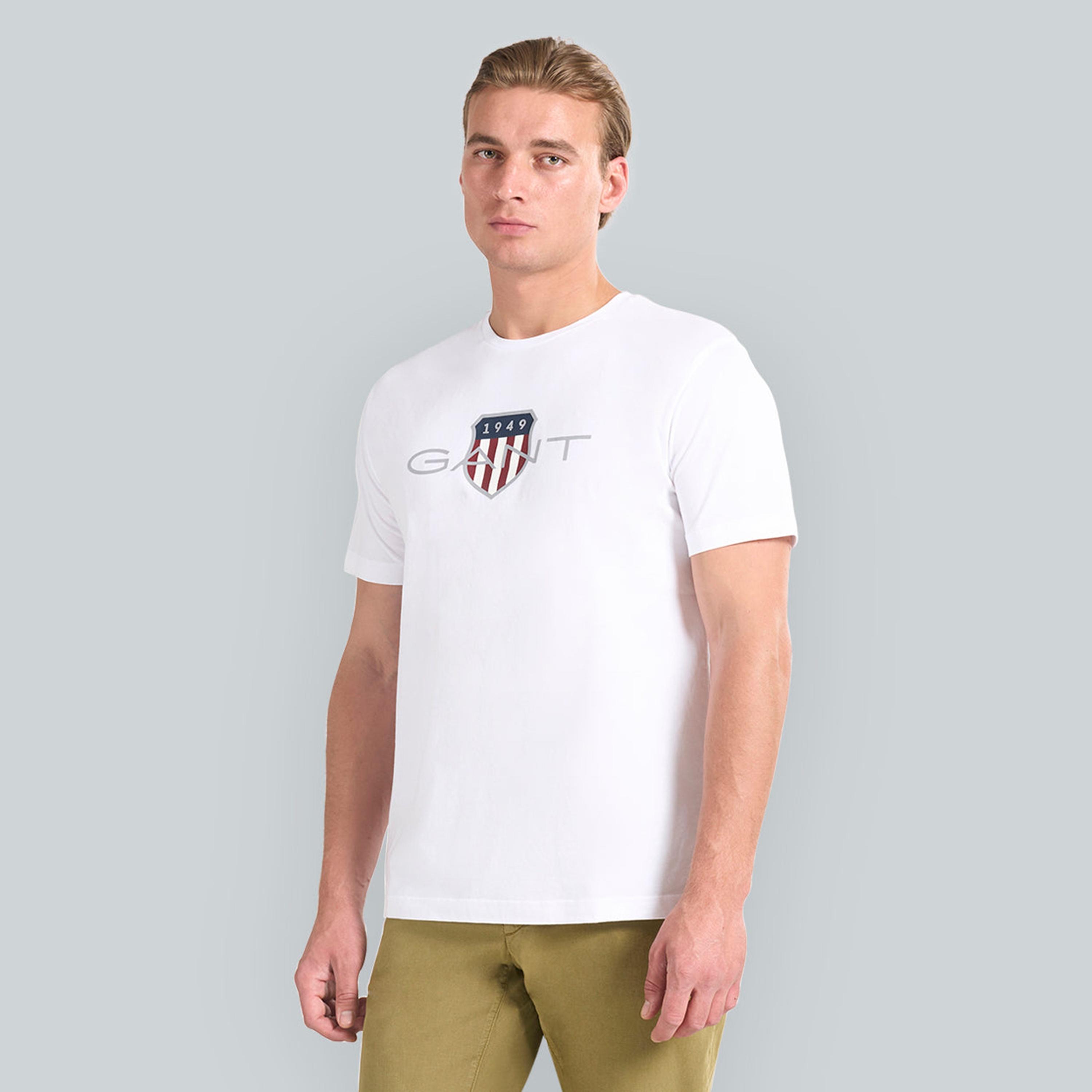 تيشيرت رجالي بياقة دائرية وأكمام قصيرة وطبعة شعار من جانت.-men-clothing-tshirtsandpolos-tshirts-image-1