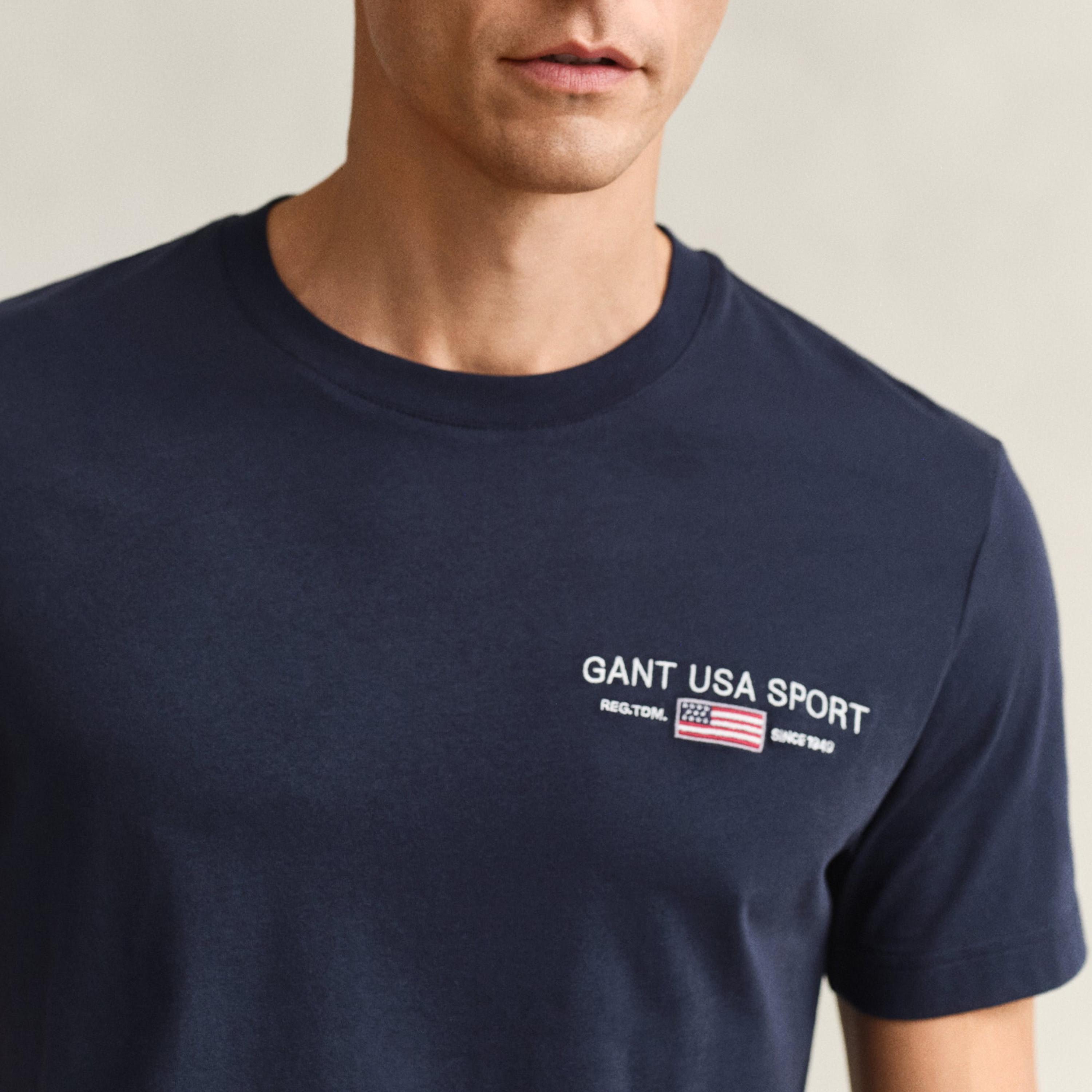 Gant Embroidered Regular Fit Short Sleeves Crew Neck Men's T-Shirt-men-clothing-tshirtsandpolos-tshirts-image-3