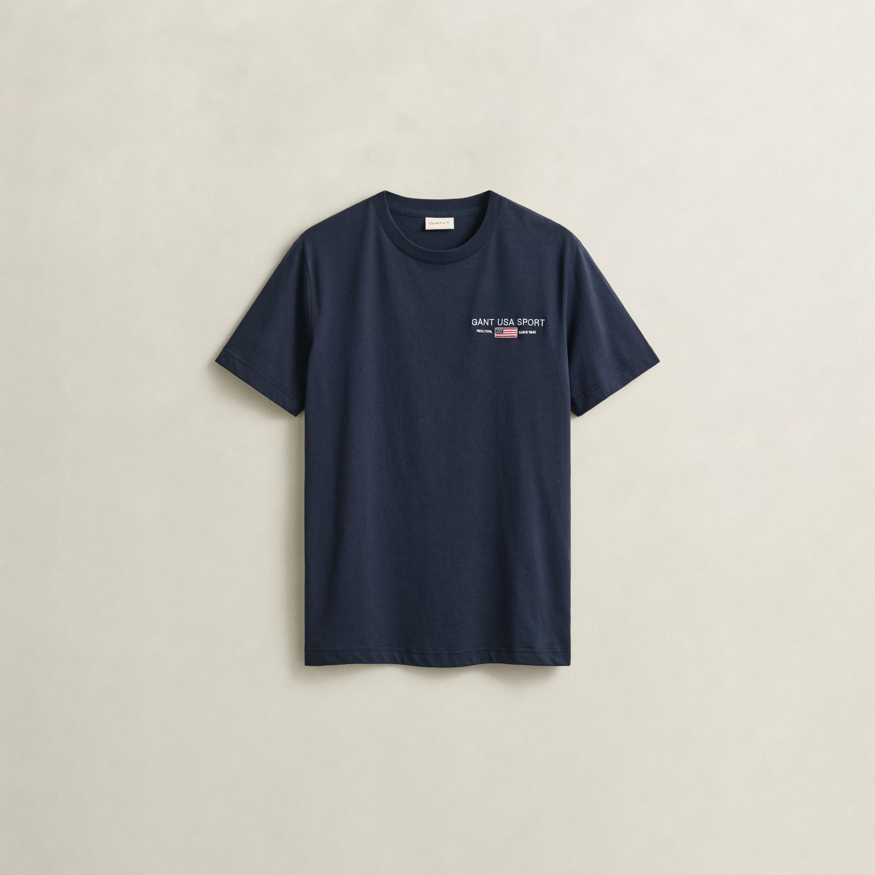 Gant Embroidered Regular Fit Short Sleeves Crew Neck Men's T-Shirt-men-clothing-tshirtsandpolos-tshirts-image-5