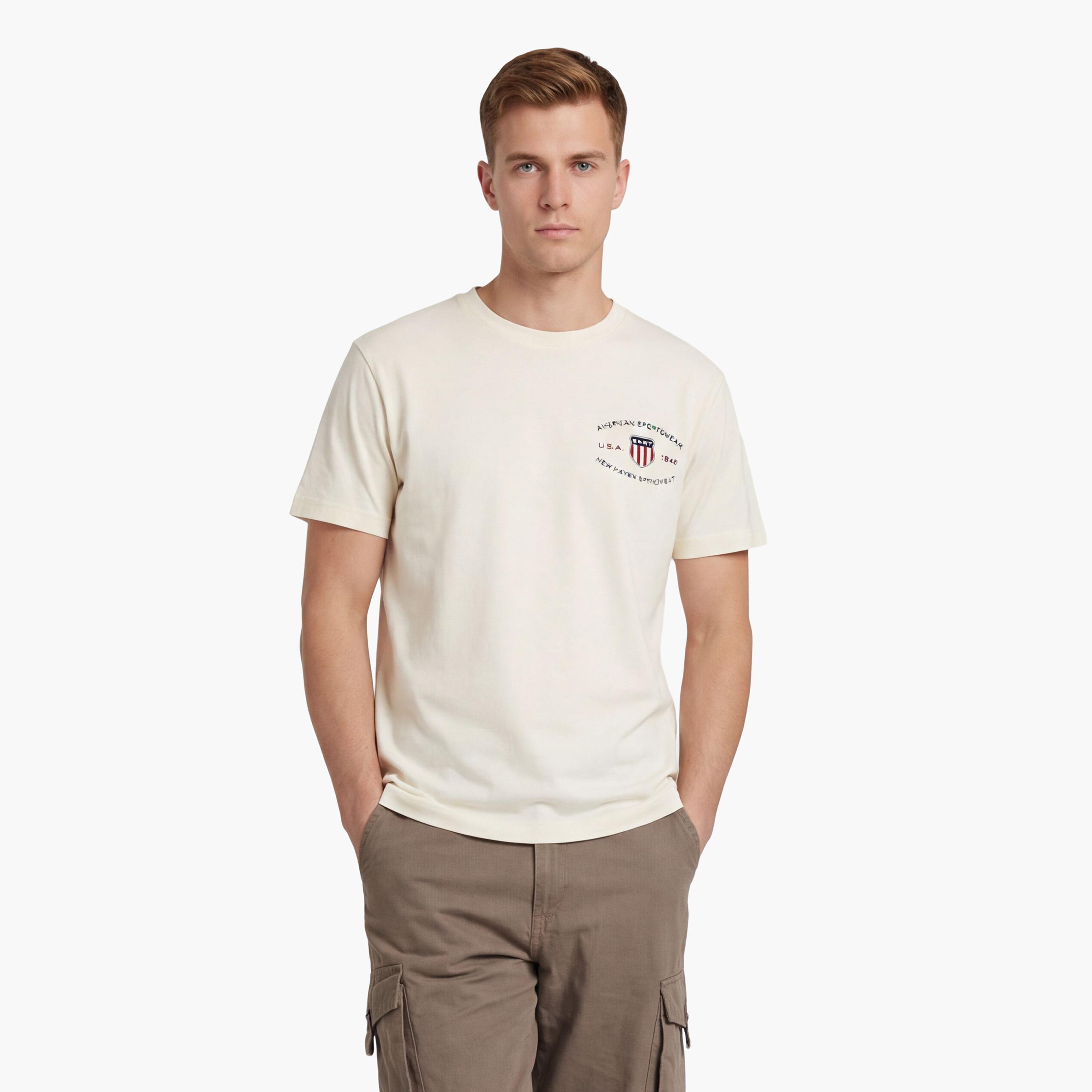 Gant Embroidered Regular Fit Short Sleeves Crew Neck Men's T-Shirt-men-clothing-tshirtsandpolos-tshirts-image-1
