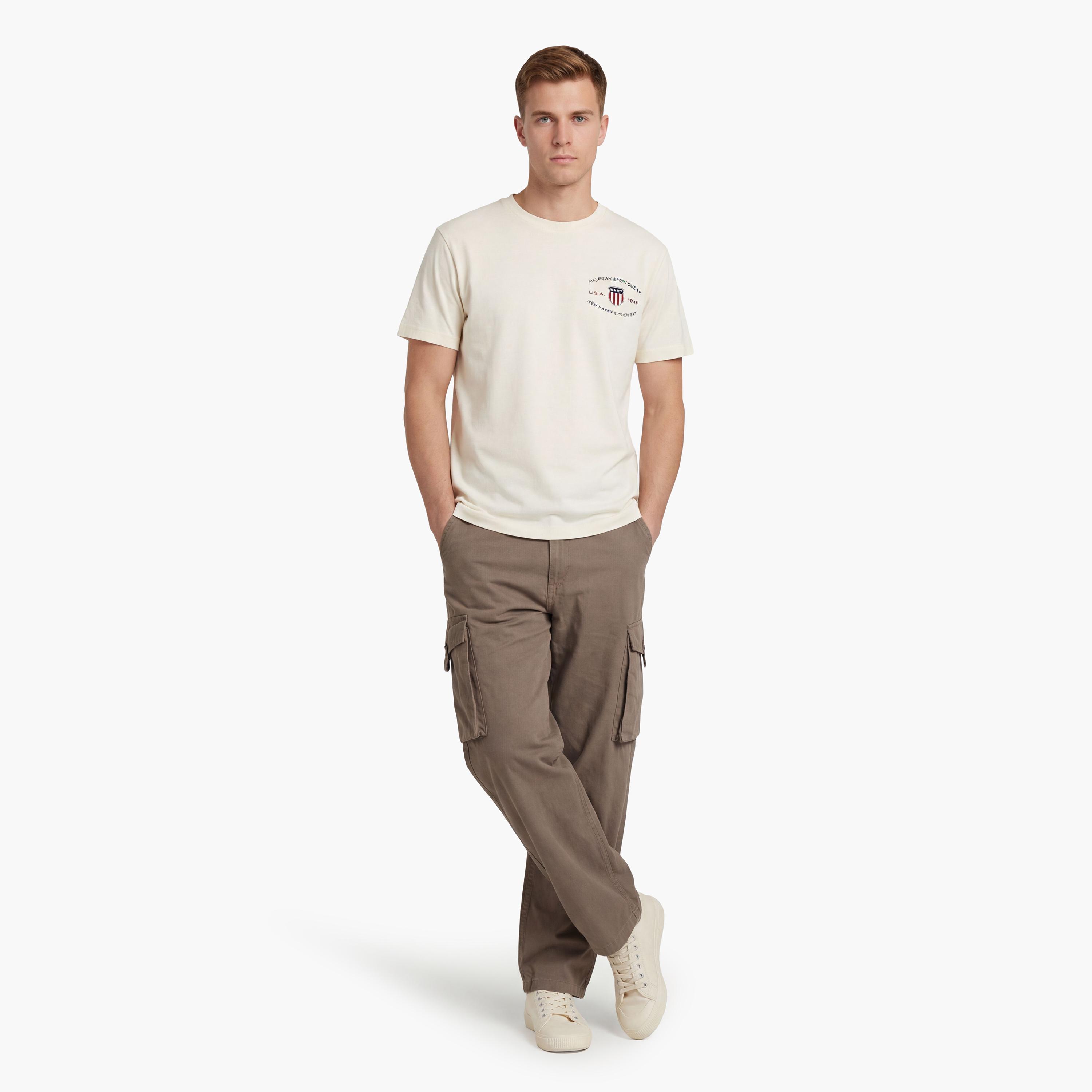 Gant Embroidered Regular Fit Short Sleeves Crew Neck Men's T-Shirt-men-clothing-tshirtsandpolos-tshirts-image-2