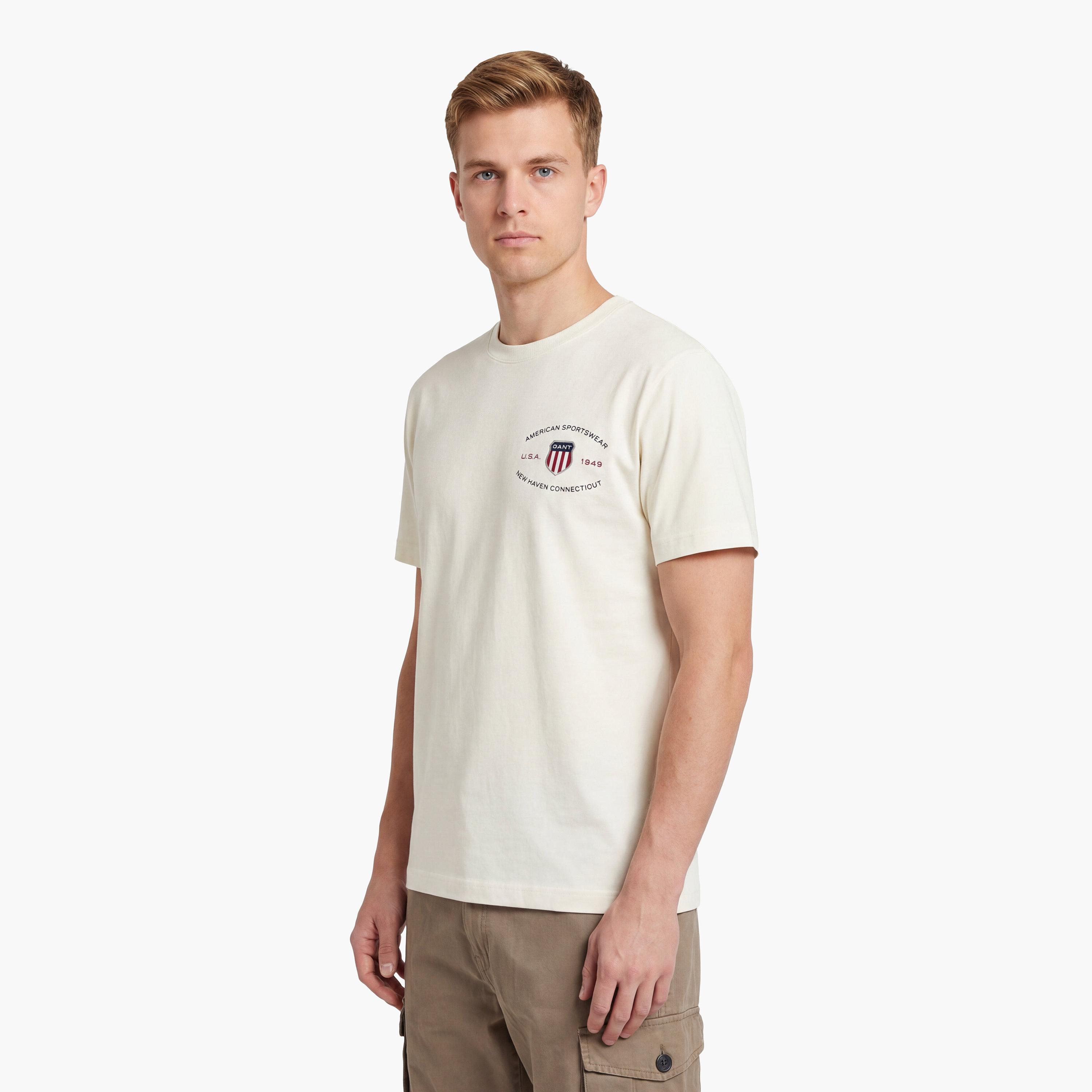 Gant Embroidered Regular Fit Short Sleeves Crew Neck Men's T-Shirt-men-clothing-tshirtsandpolos-tshirts-image-3
