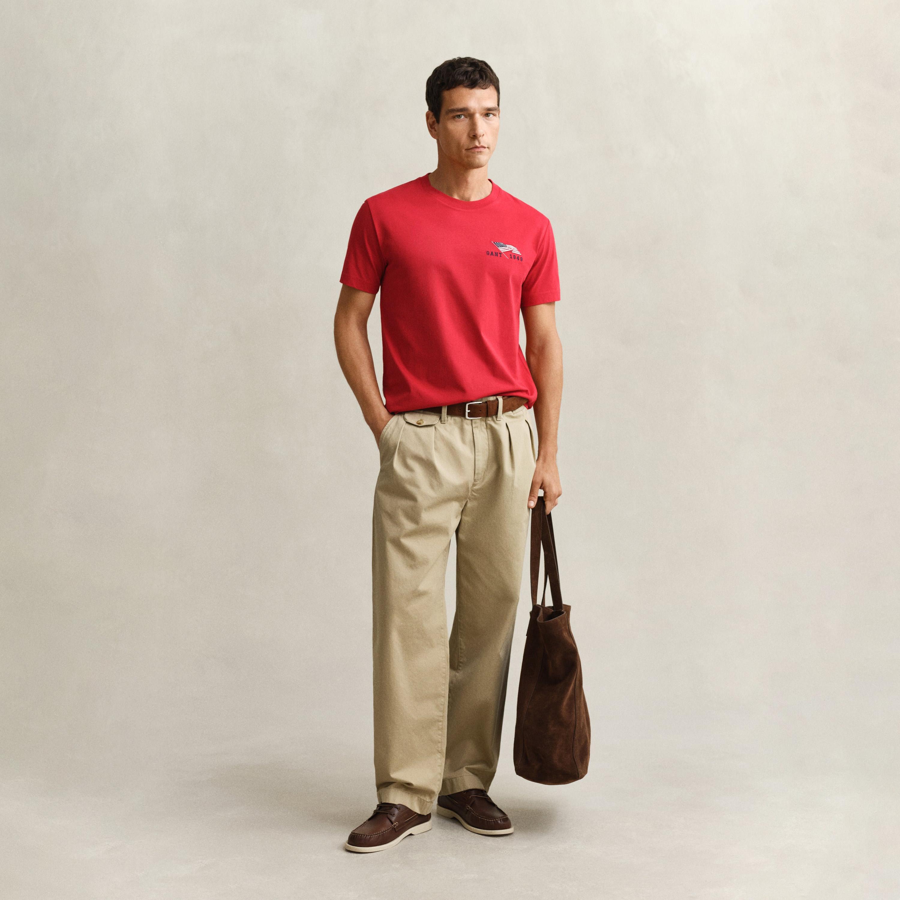 Gant Embroidered Regular Fit Short Sleeves Crew Neck Men's T-Shirt-men-clothing-tshirtsandpolos-tshirts-image-2