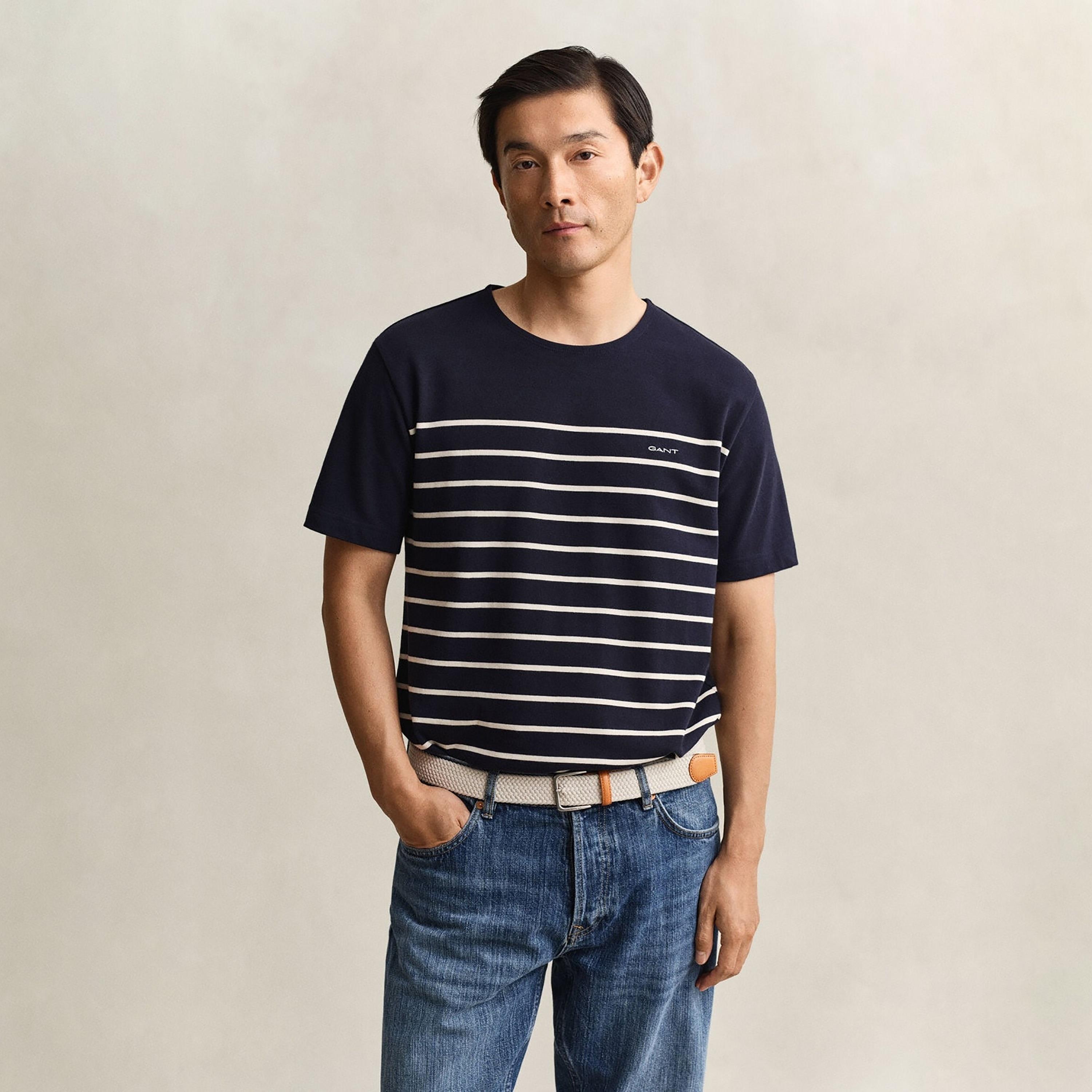 Gant Striped Crew Neck Short Sleeves Men's T-Shirt-men-clothing-tshirtsandpolos-tshirts-image-1