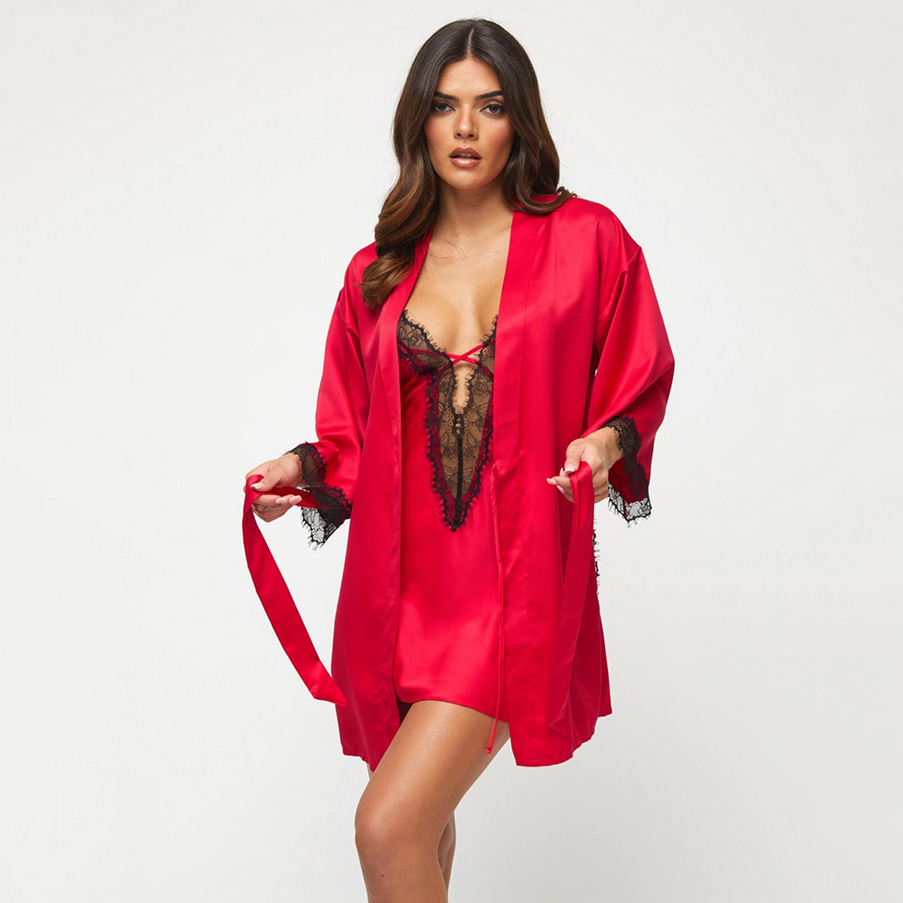 Ann Summers Lace Three-Quarter Sleeves Women's Robe-women-clothing-nightwear-robes-image-1
