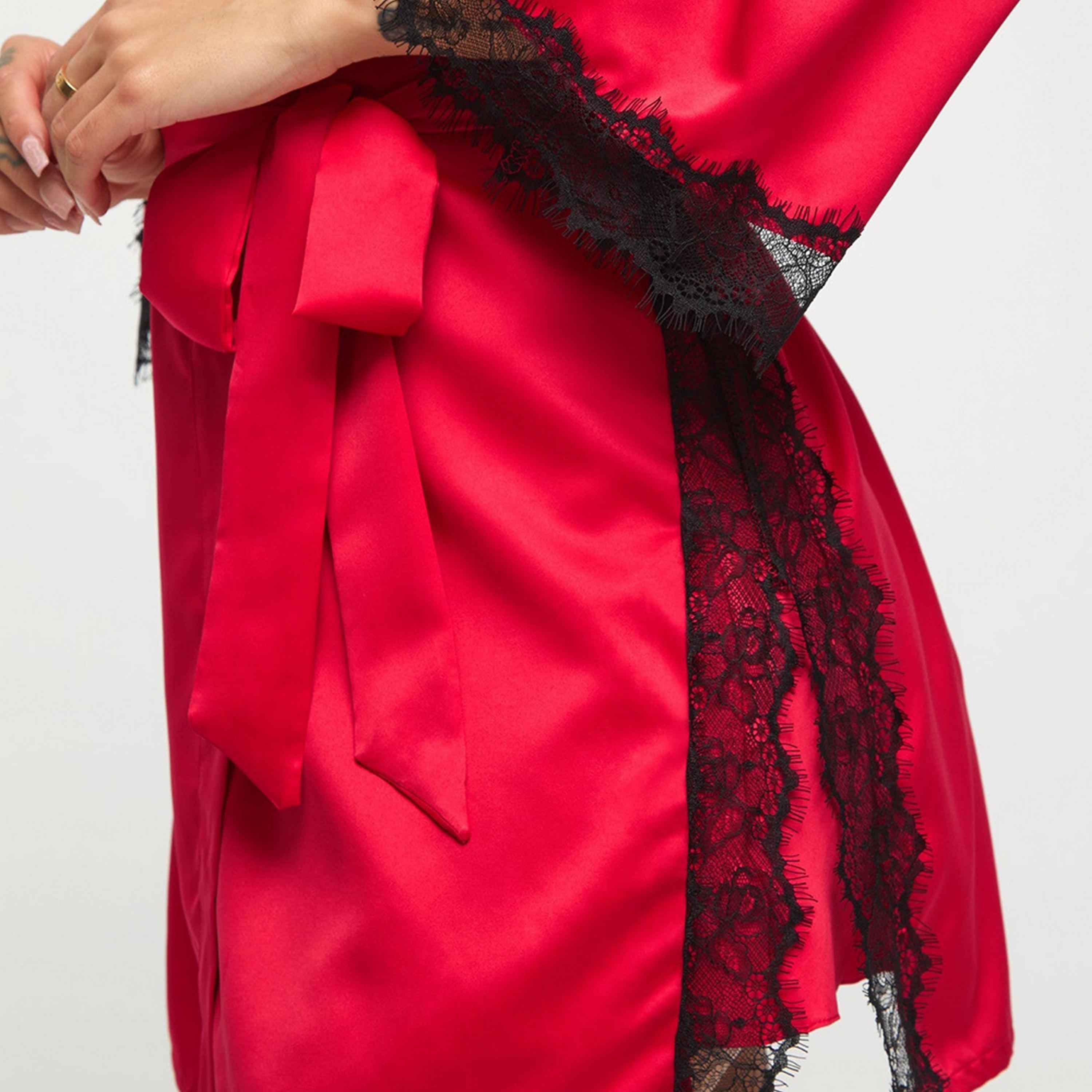Ann Summers Lace Three-Quarter Sleeves Women's Robe-women-clothing-nightwear-robes-image-2