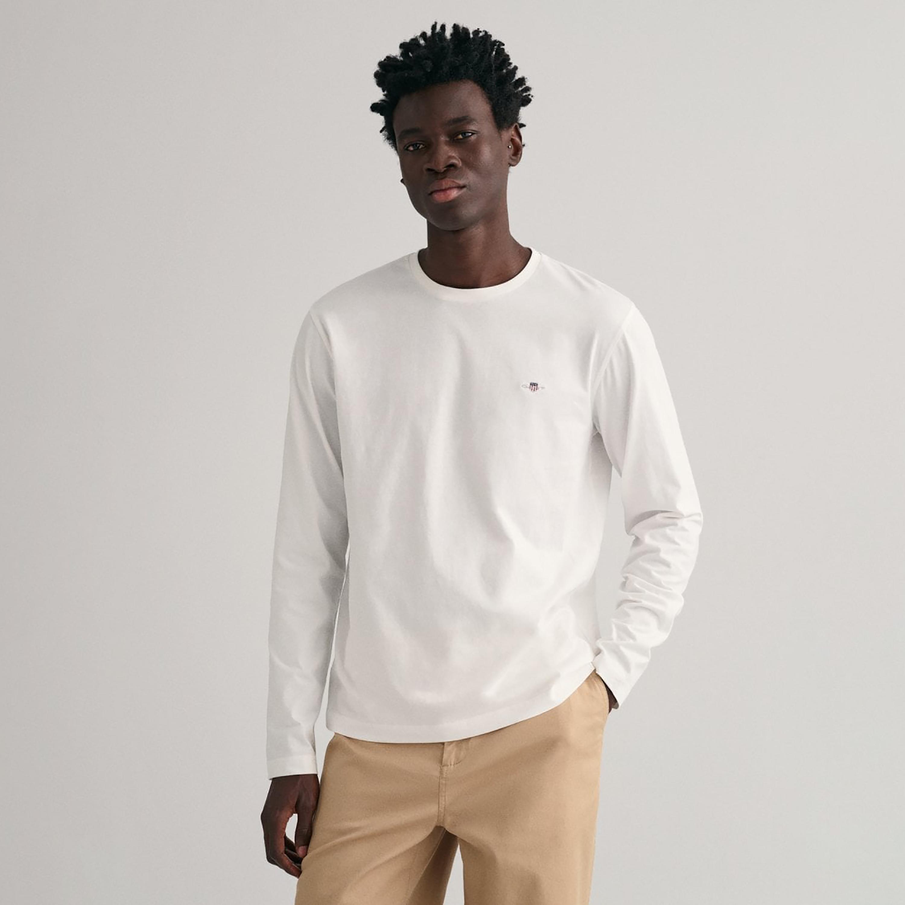 تي-شيرت جانت لوجو التفاصيل بأكمام طويلة وياقة دائرية -men-clothing-tshirtsandpolos-tshirts-image-1