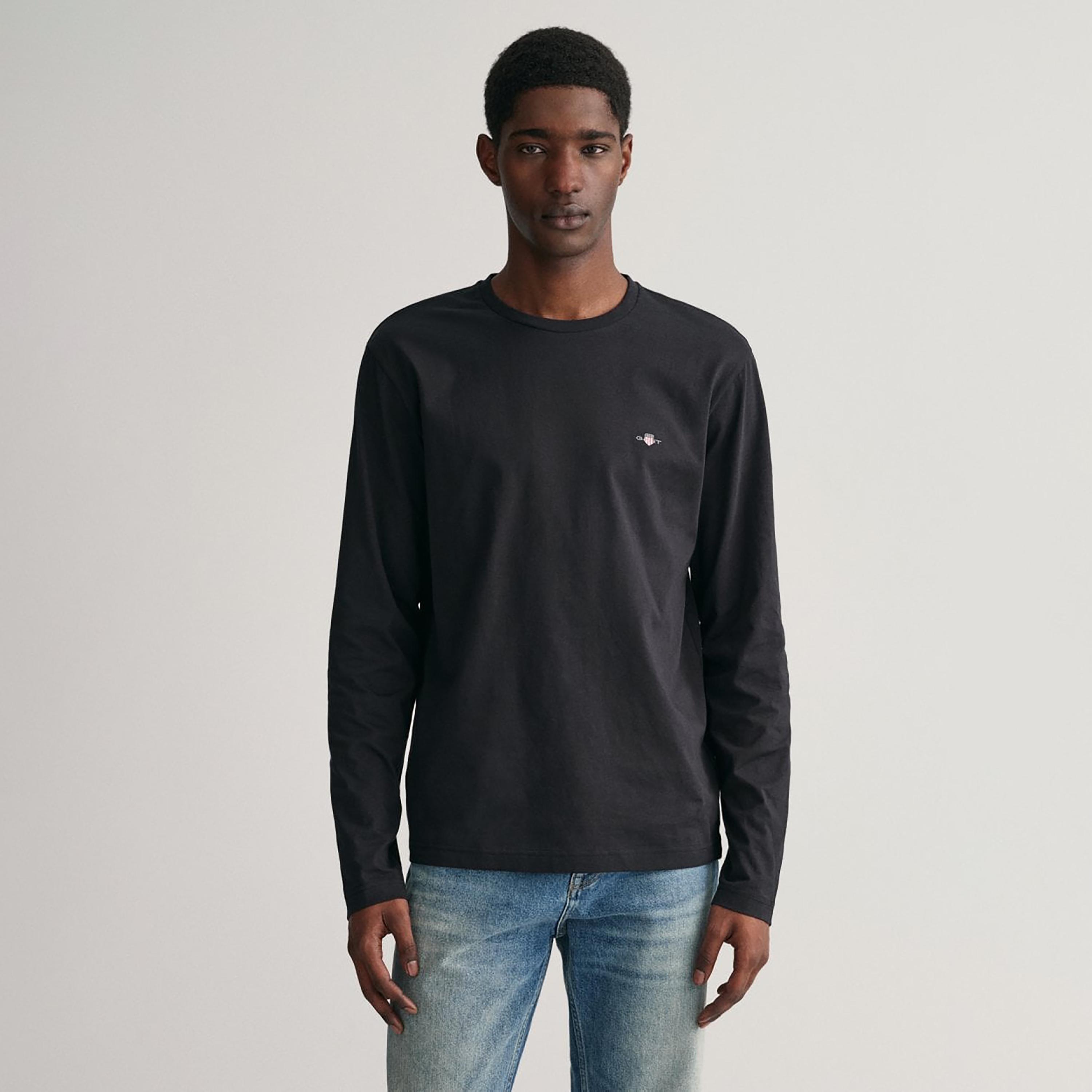 تي-شيرت جانت لوجو التفاصيل بأكمام طويلة وياقة دائرية -men-clothing-tshirtsandpolos-tshirts-image-1