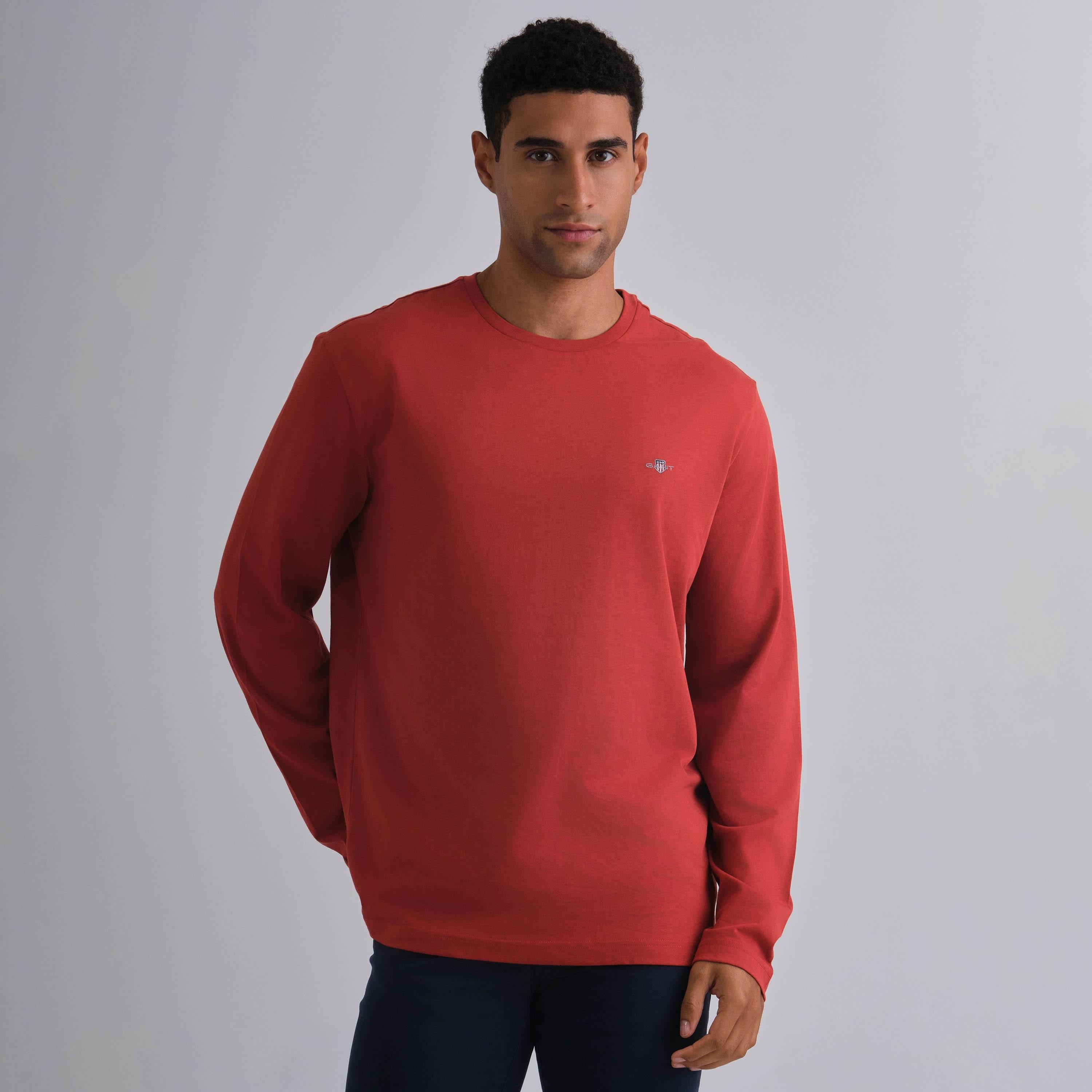 تي شيرت رجالي سادة بياقة دائرية وأكمام طويلة من غانت-men-clothing-tshirtsandpolos-tshirts-image-3