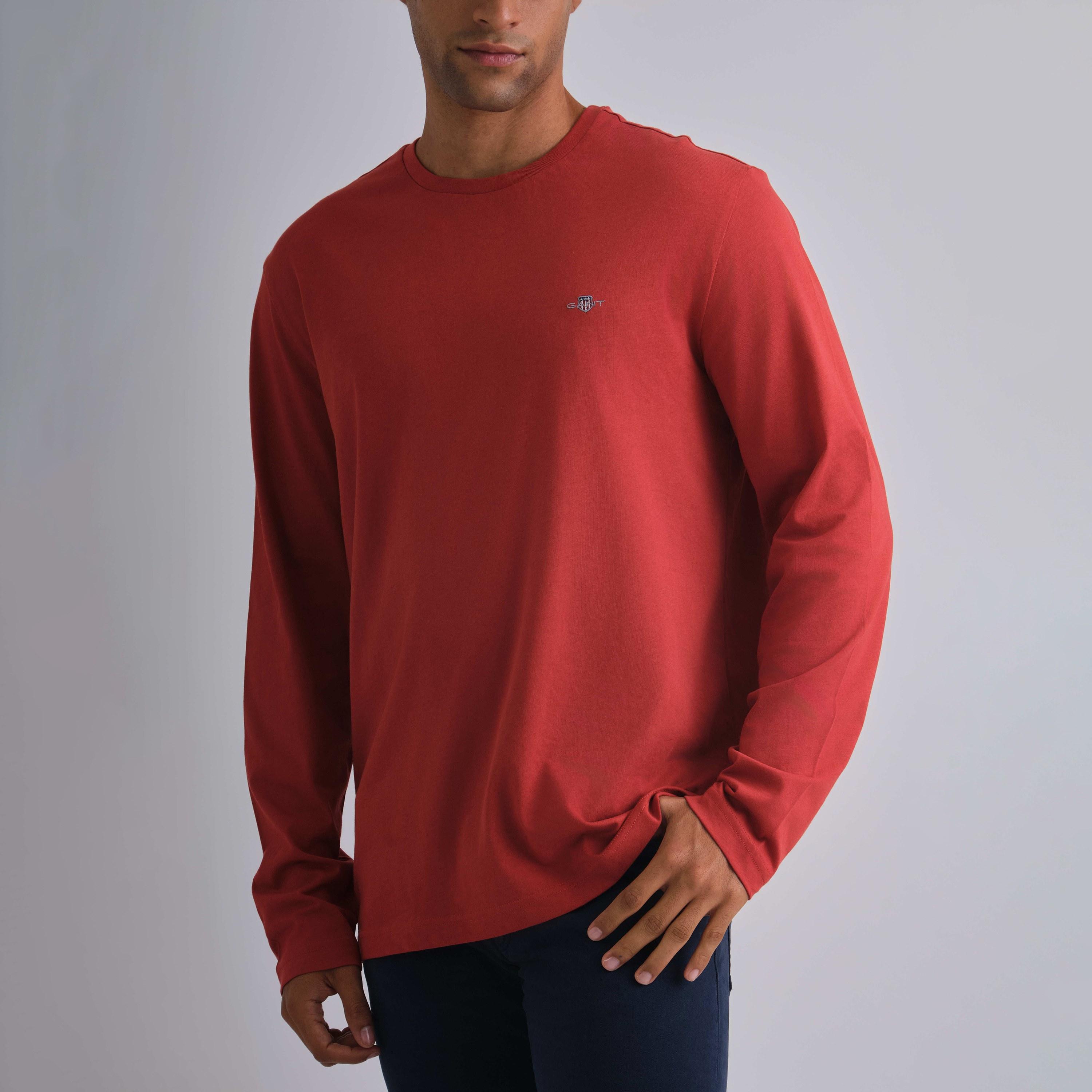 تي شيرت رجالي سادة بياقة دائرية وأكمام طويلة من غانت-men-clothing-tshirtsandpolos-tshirts-image-6