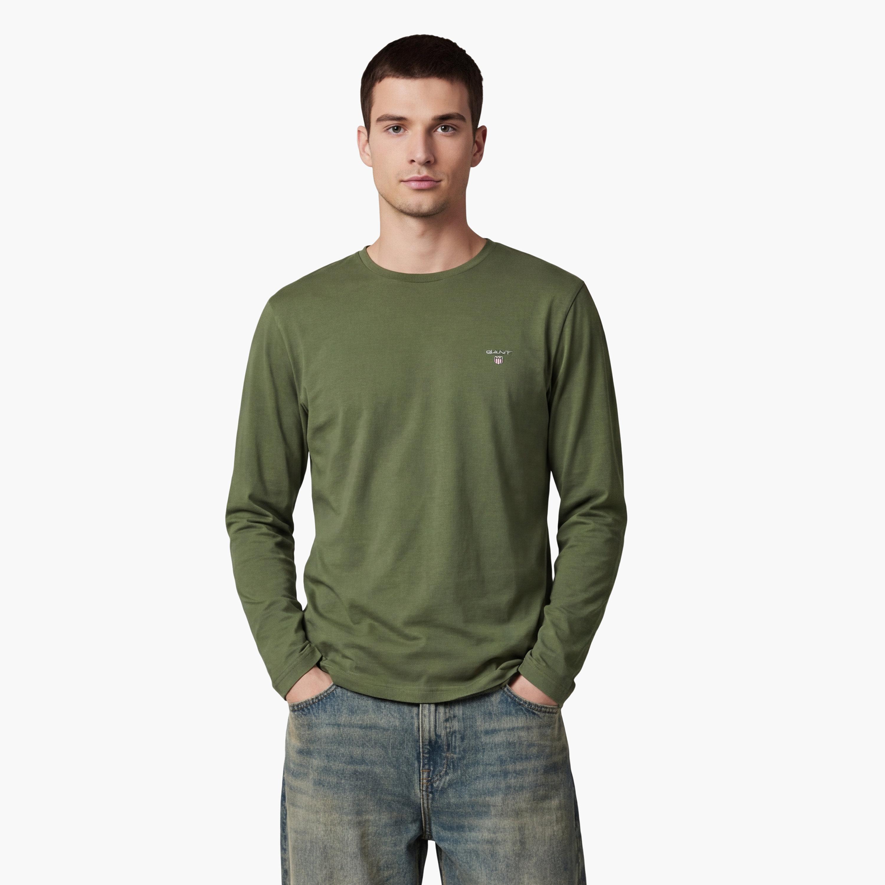 تيشيرت رجالي بياقة دائرية وأكمام طويلة، سادة من جانت-men-clothing-tshirtsandpolos-tshirts-image-9