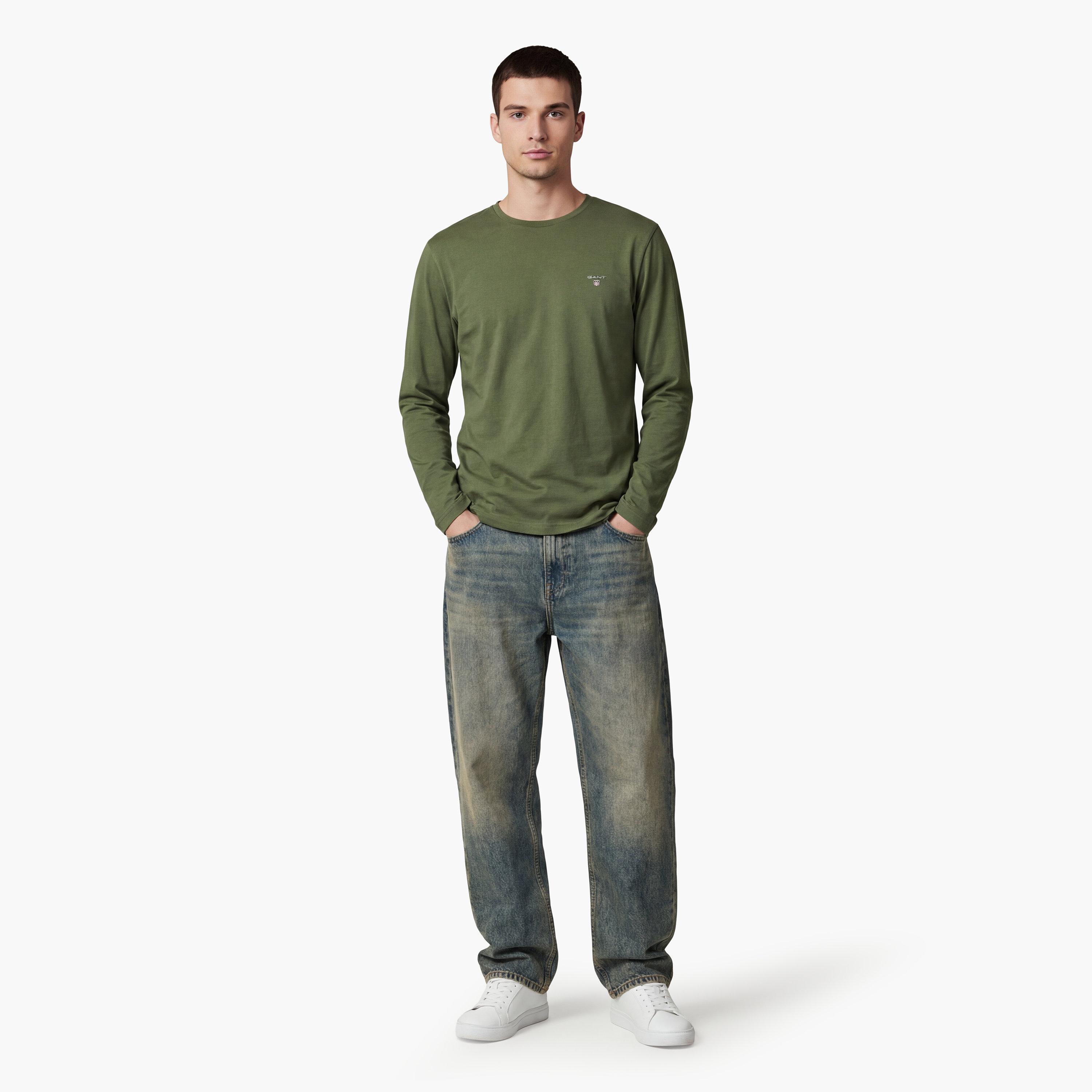 تيشيرت رجالي بياقة دائرية وأكمام طويلة، سادة من جانت-men-clothing-tshirtsandpolos-tshirts-image-10