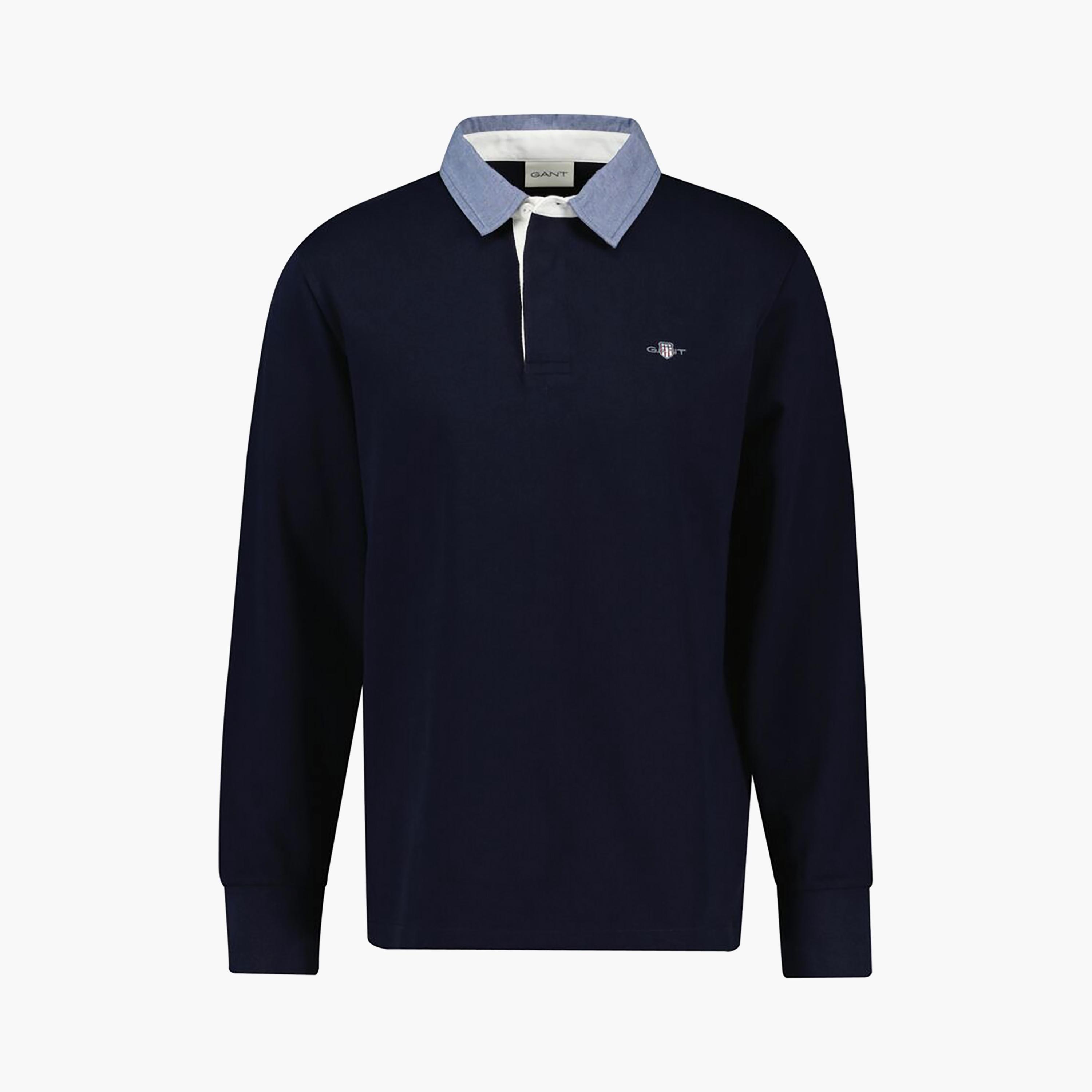 سترة شامبراي روجر للرجال بياقة عادية وأكمام طويلة من غانت-men-clothing-tshirtsandpolos-tshirts-image-5