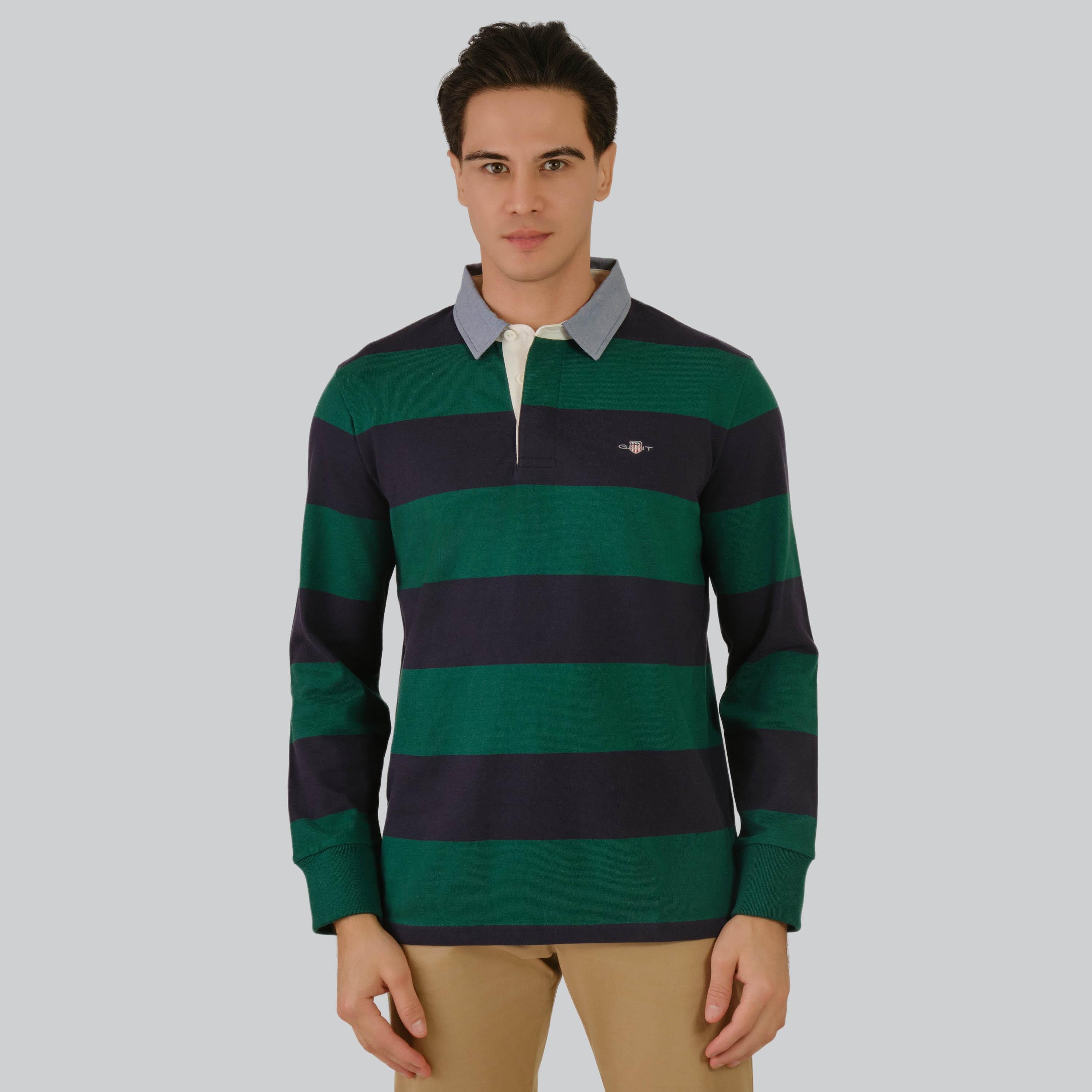 Gant Striped Collared Long Sleeves Men's Chambray Rugger-men-clothing-tshirtsandpolos-tshirts-image-1
