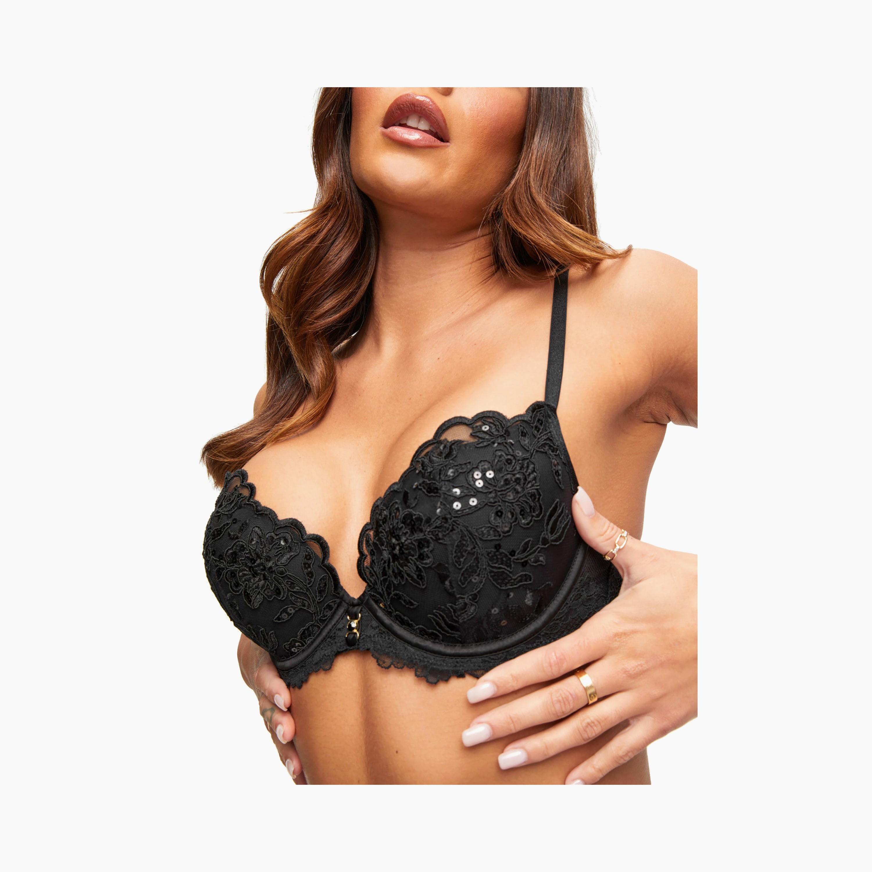 Ann Summers The Icon Sequins Wired Medium Support Padded Women's Push-Up Plunge Bra-women-clothing-lingerie-bras-image-7