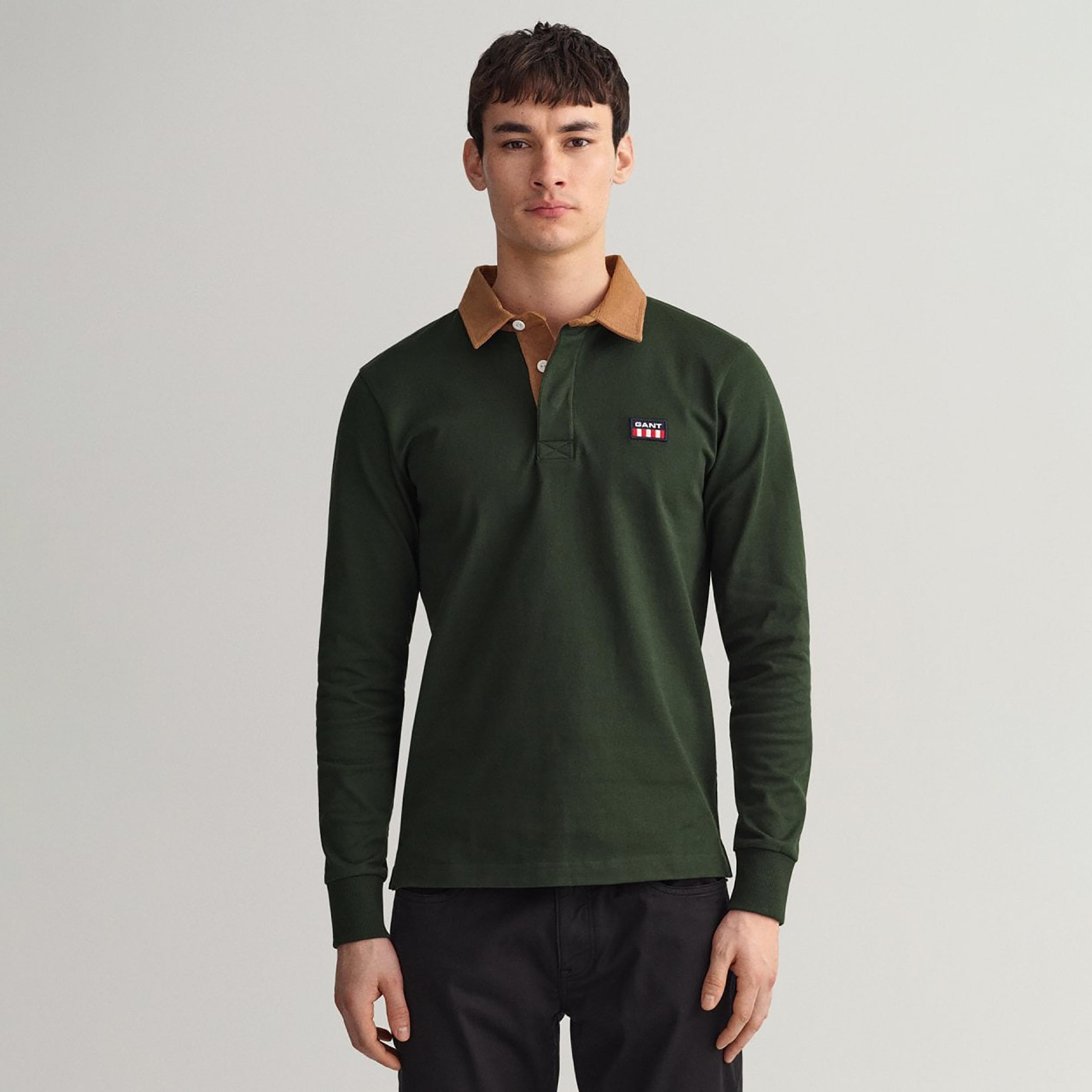 تي-شيرت بولو من جانت لوجو التفاصيل بأكمام طويلة وياقة-men-clothing-tshirtsandpolos-polos-image-1
