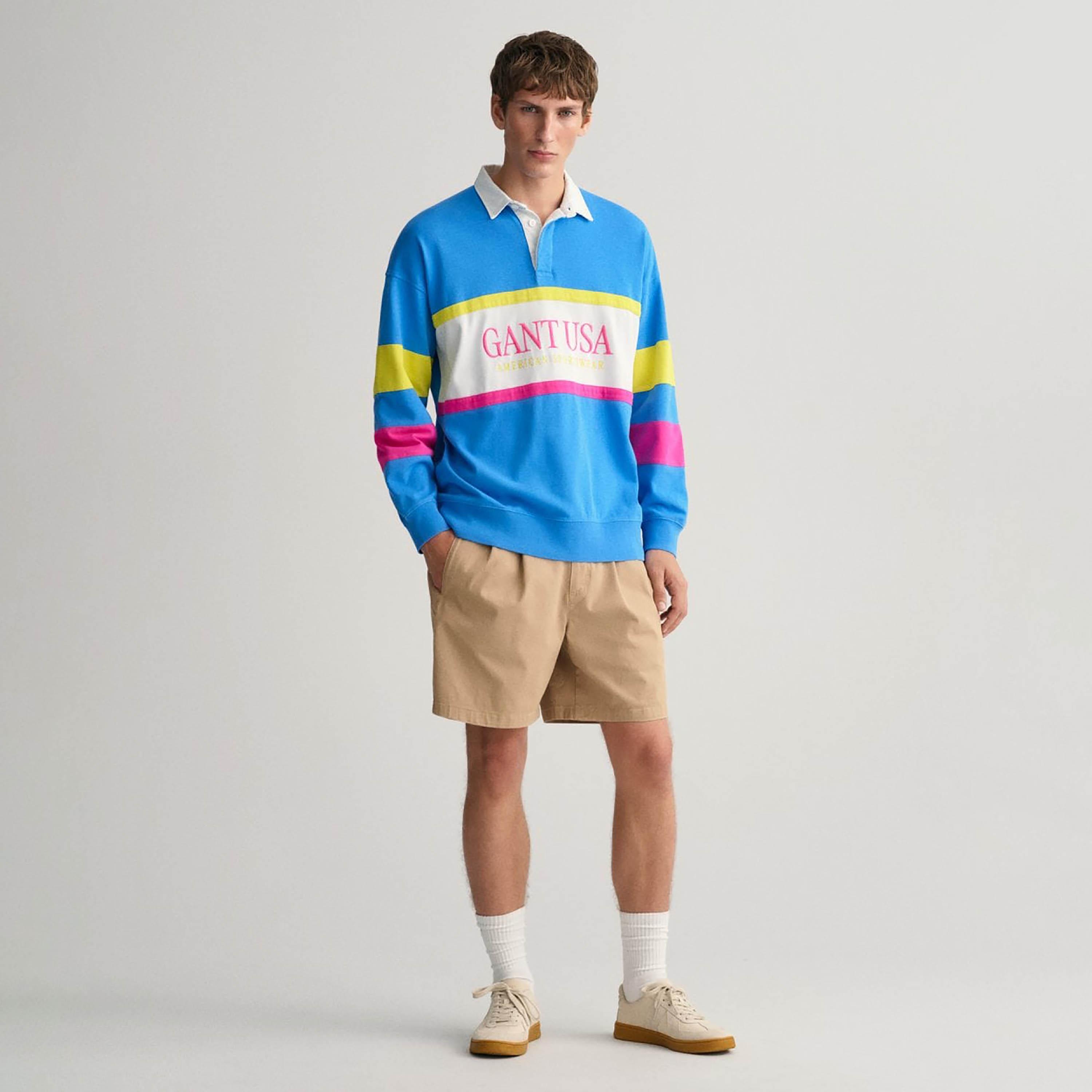 Gant Colour Blocked with Embroidered Logo Collared Long Sleeves Men's Rugger-men-clothing-tshirtsandpolos-tshirts-image-2