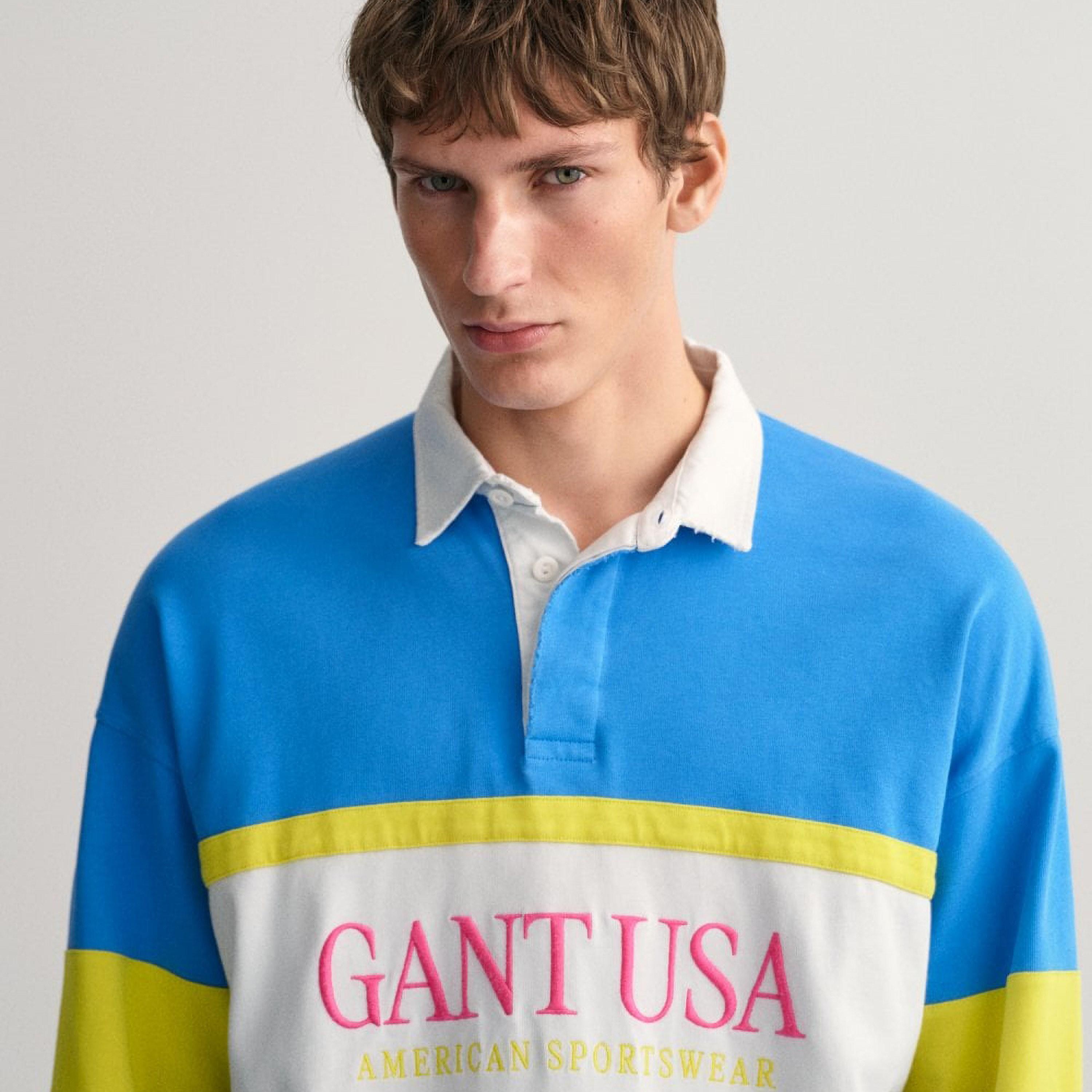 Gant Colour Blocked with Embroidered Logo Collared Long Sleeves Men's Rugger-men-clothing-tshirtsandpolos-tshirts-image-3