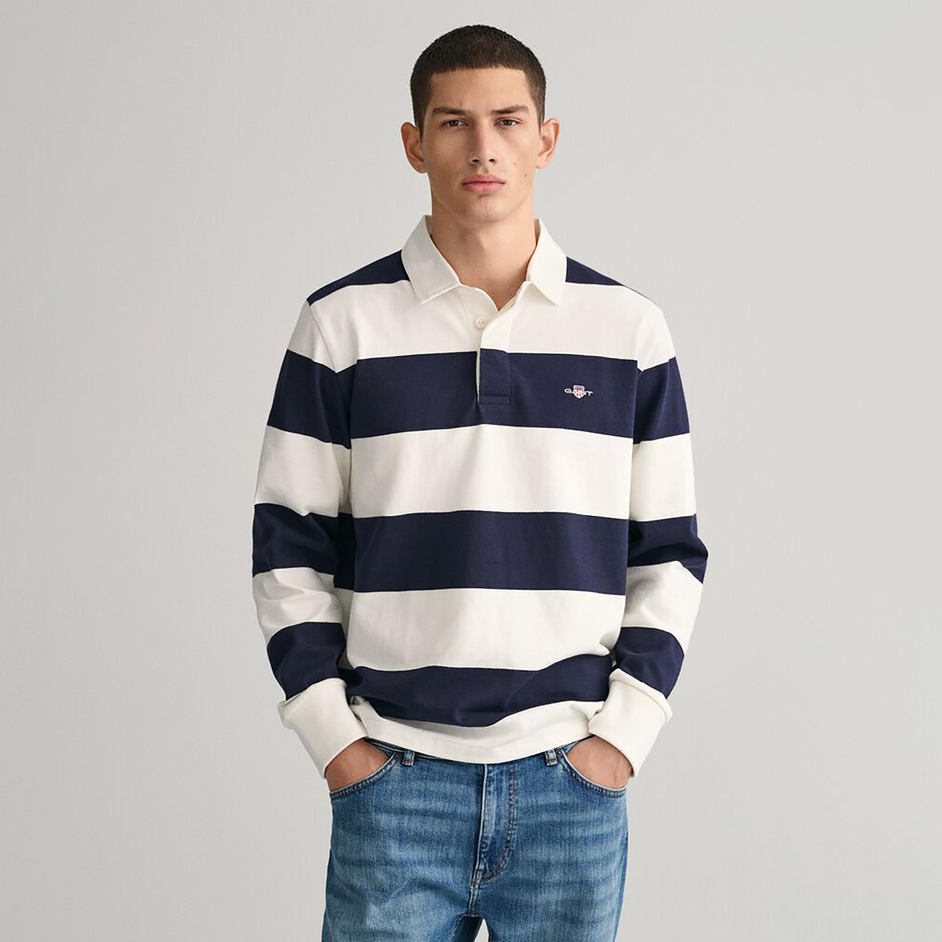 Gant Collared Long Sleeves Shield Barstriped Heavy Rugger Polo T-Shirt-men-clothing-tshirtsandpolos-polos-image-1