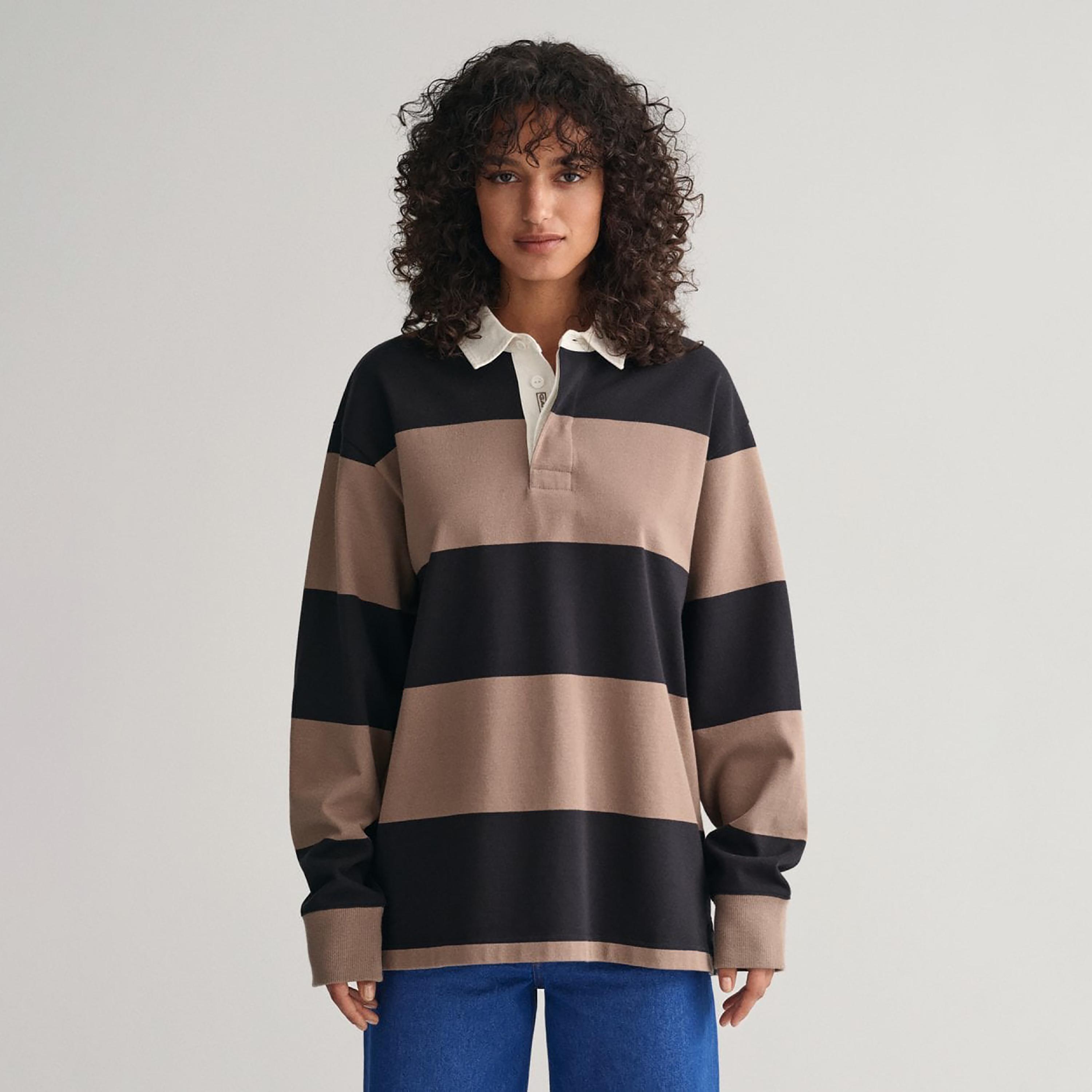تي-شيرت بولو متباينة الألوان من جانت بأكمام طويلة وياقة-women-clothing-tshirts-image-4