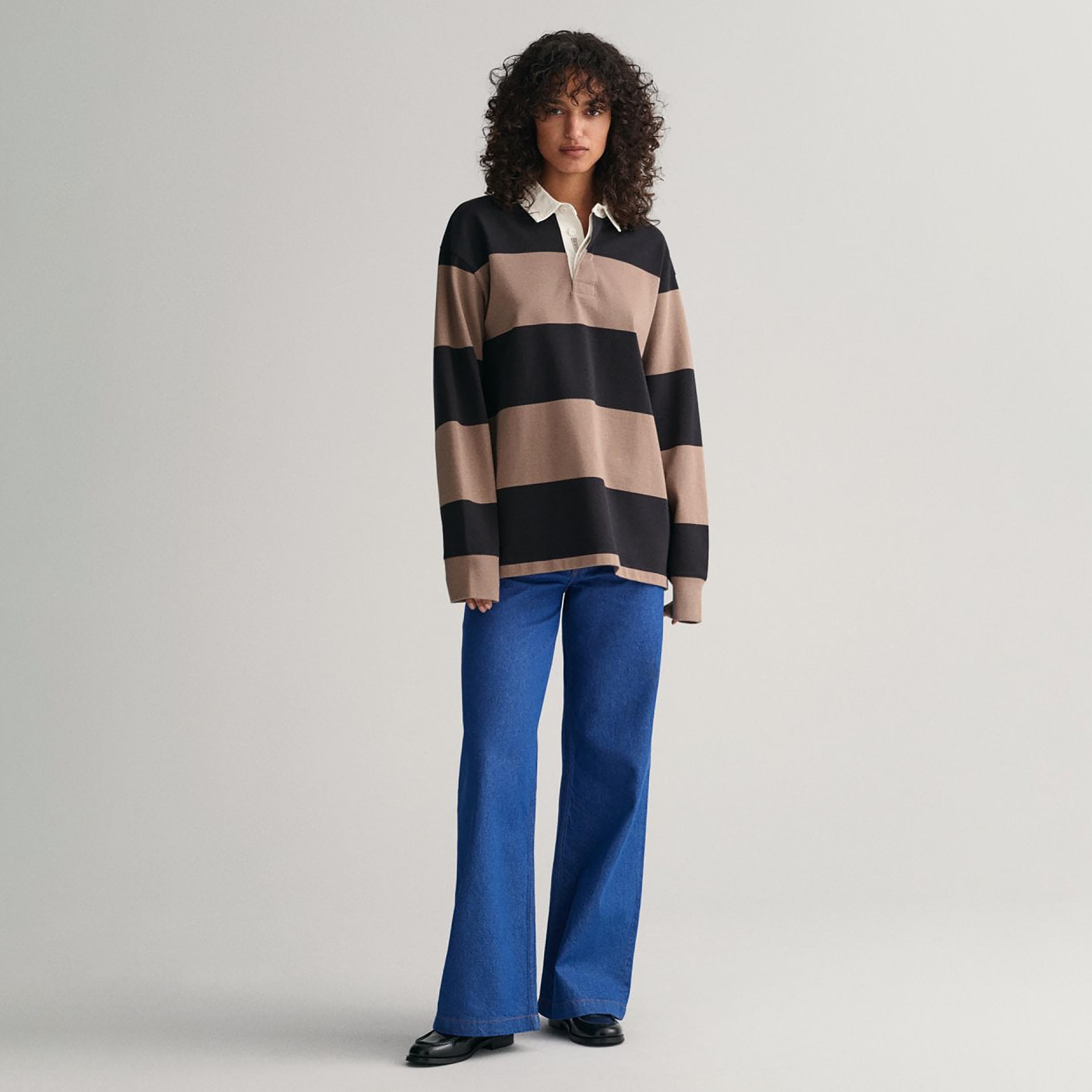 تي-شيرت بولو متباينة الألوان من جانت بأكمام طويلة وياقة-women-clothing-tshirts-image-3