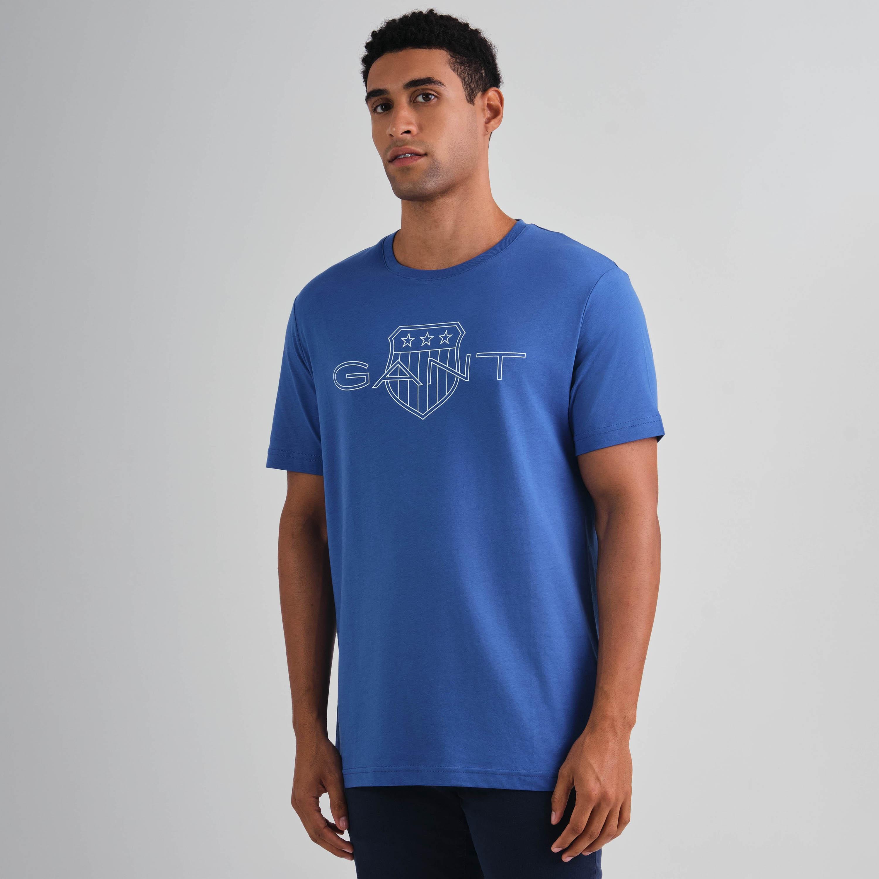 تي شيرت رجالي بأكمام قصيرة وياقة مستديرة وطبعة شعار Gant Shield-men-clothing-tshirtsandpolos-tshirts-image-5