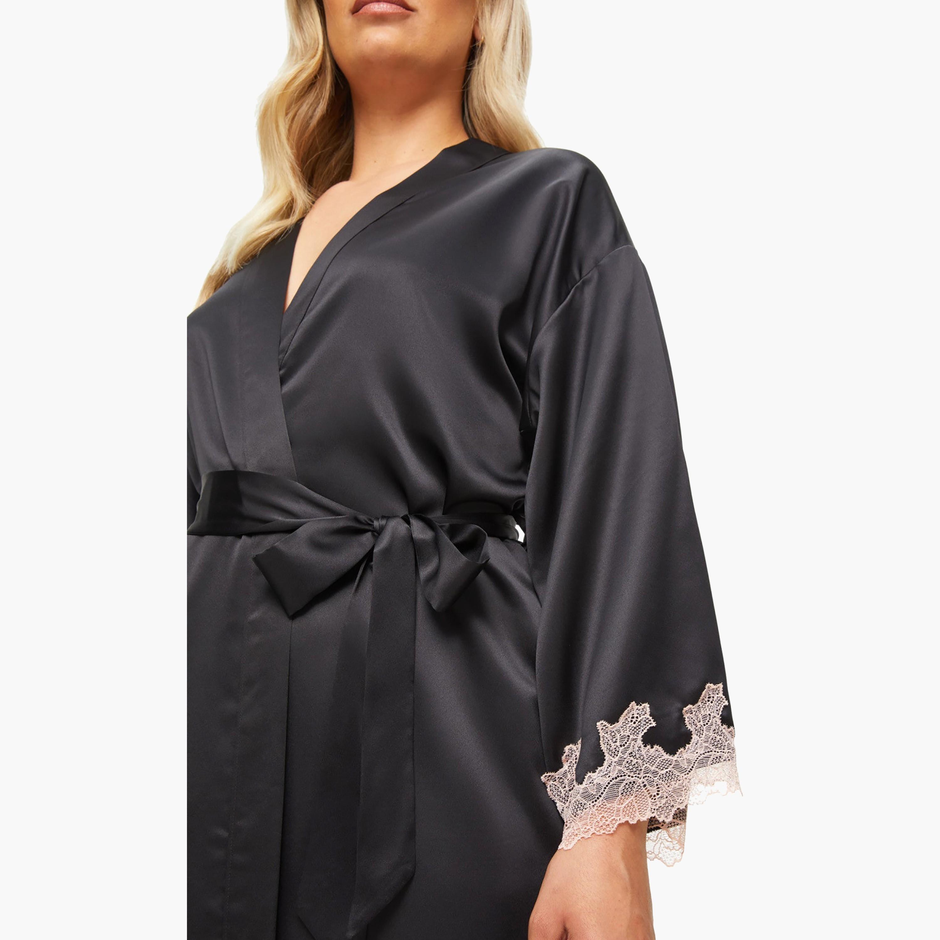 روب نسائي بأكمام طويلة دانتيل أسود سوريلا من آن سمرز-women-clothing-nightwear-robes-image-3